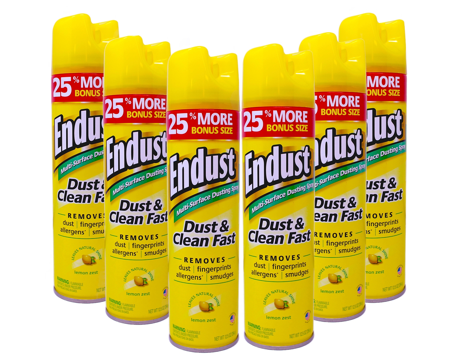 Endust Multi-Surface Dusting & Cleaning Spray, Lemon Zest 12.50 oz (Pack of 6)