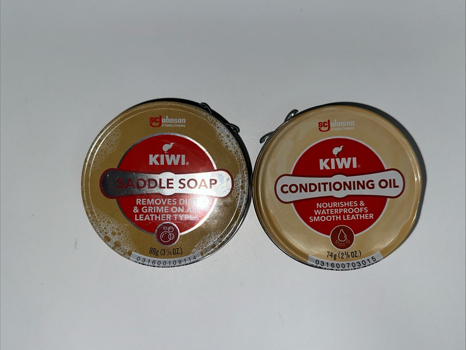 PACK OF 2-Kiwi CONDITIONING OIL and SADDLE SOAP–ONE OF EACH!–Leather Care
