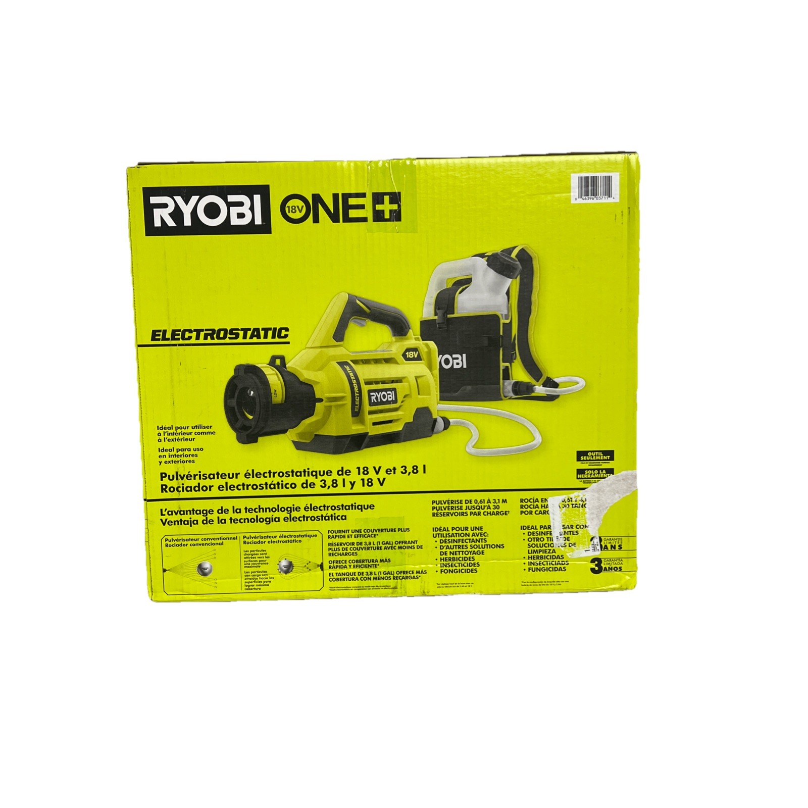 Ryobi ONE+ 18V Cordless Electrostatic Sprayer Kit. Tool Only 1 Gal In/outdoor