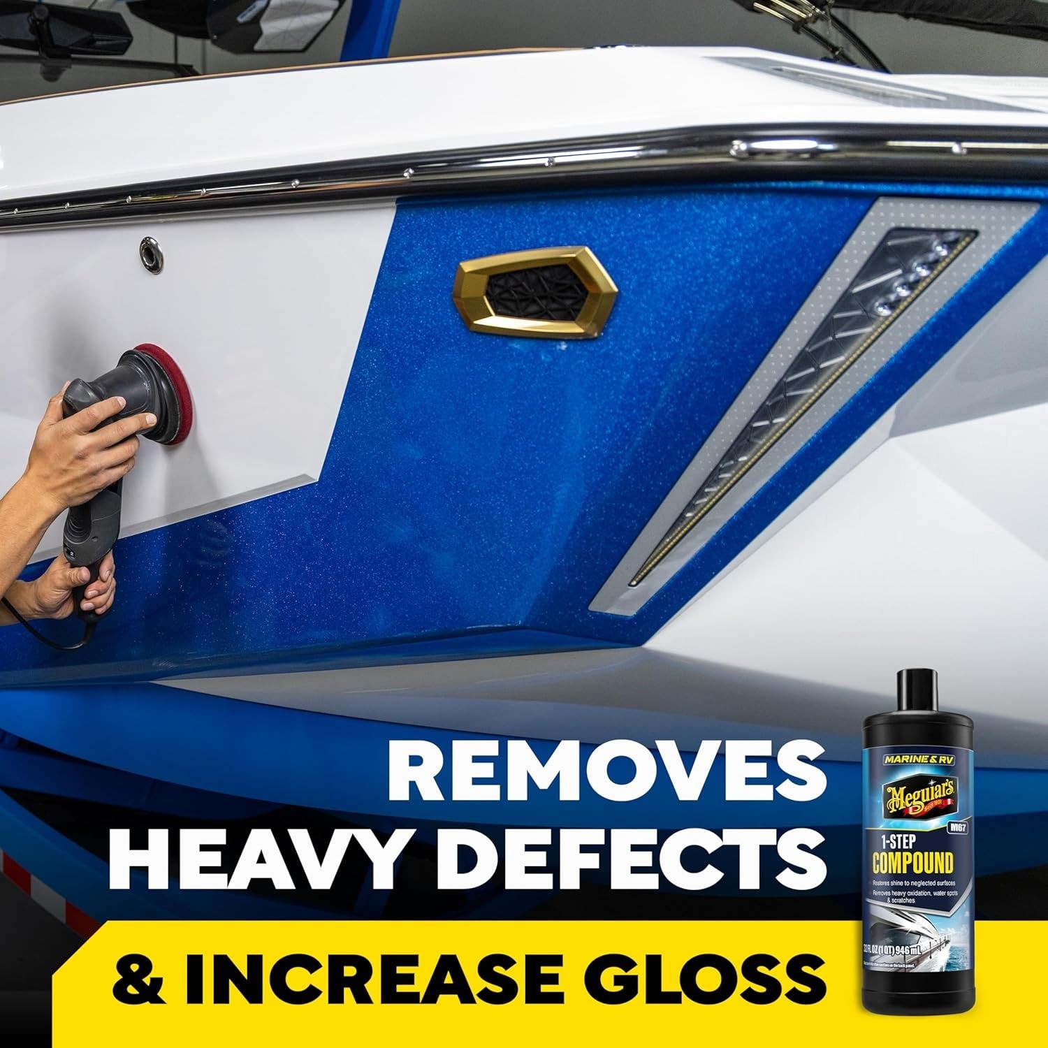 Meguiar’s Marine/RV One Step Compound for Fiberglass & Gel Coat Finishes, 32 Oz
