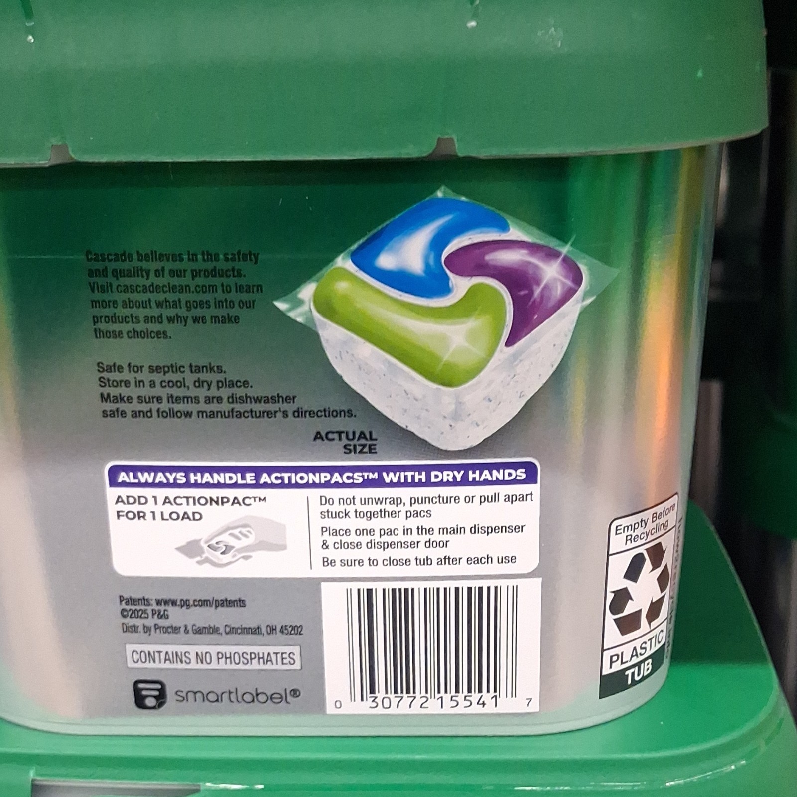 Cascade Platinum ActionPacs Dishwasher Detergent Fresh Scent 40 Ct No Phos