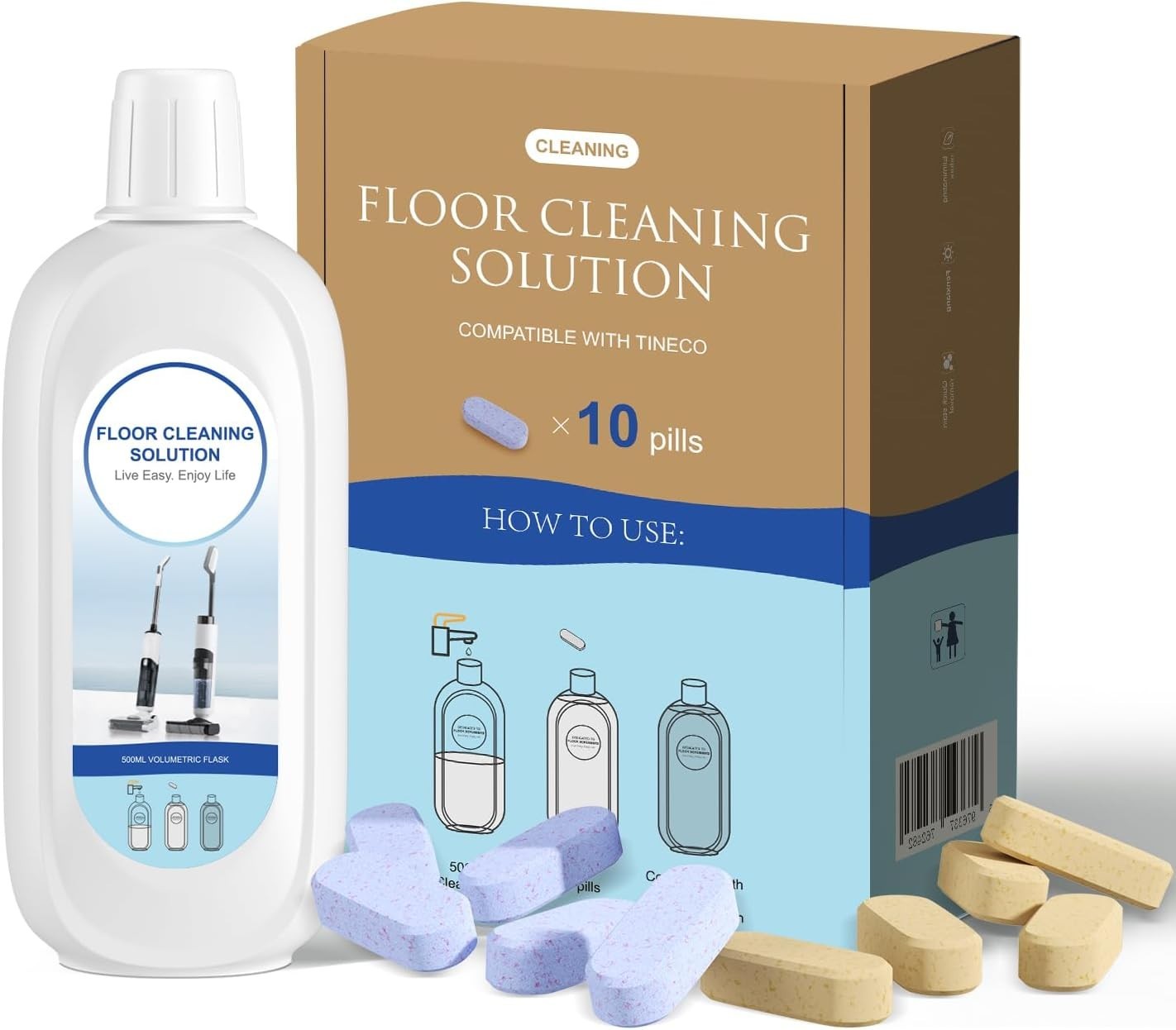 10 Bottles Compatible with Tineco Cleaning Solution Pet 500ml Per Bottle Lave…