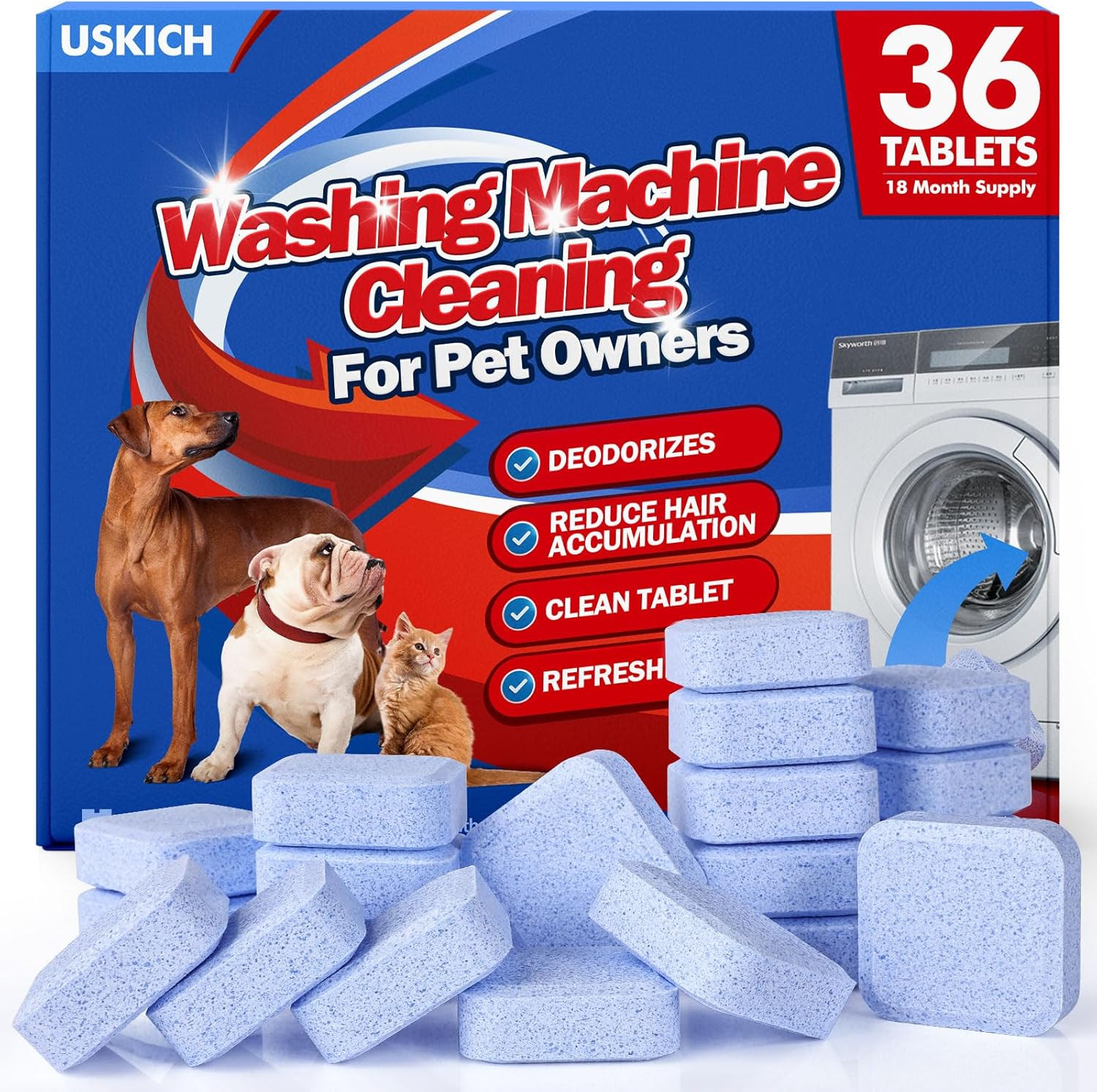 36Pack Washing Machine Cleaner Tablets-18 Month Supply,Washer Machine Cleaner Fo