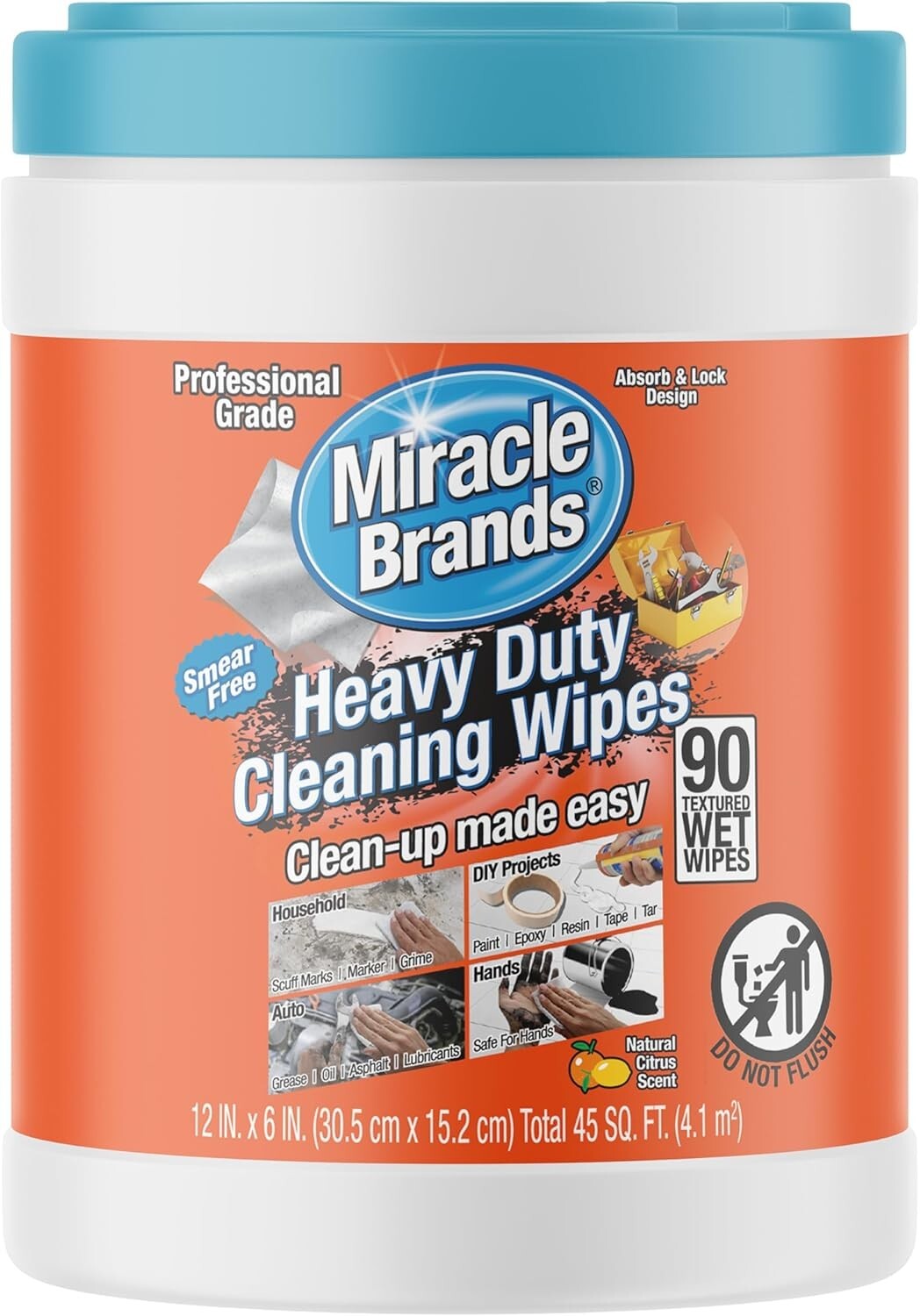Organic Heavy-Duty Cleaning Wipes – Dual-Textured, 90 Count for Ultimate Clean