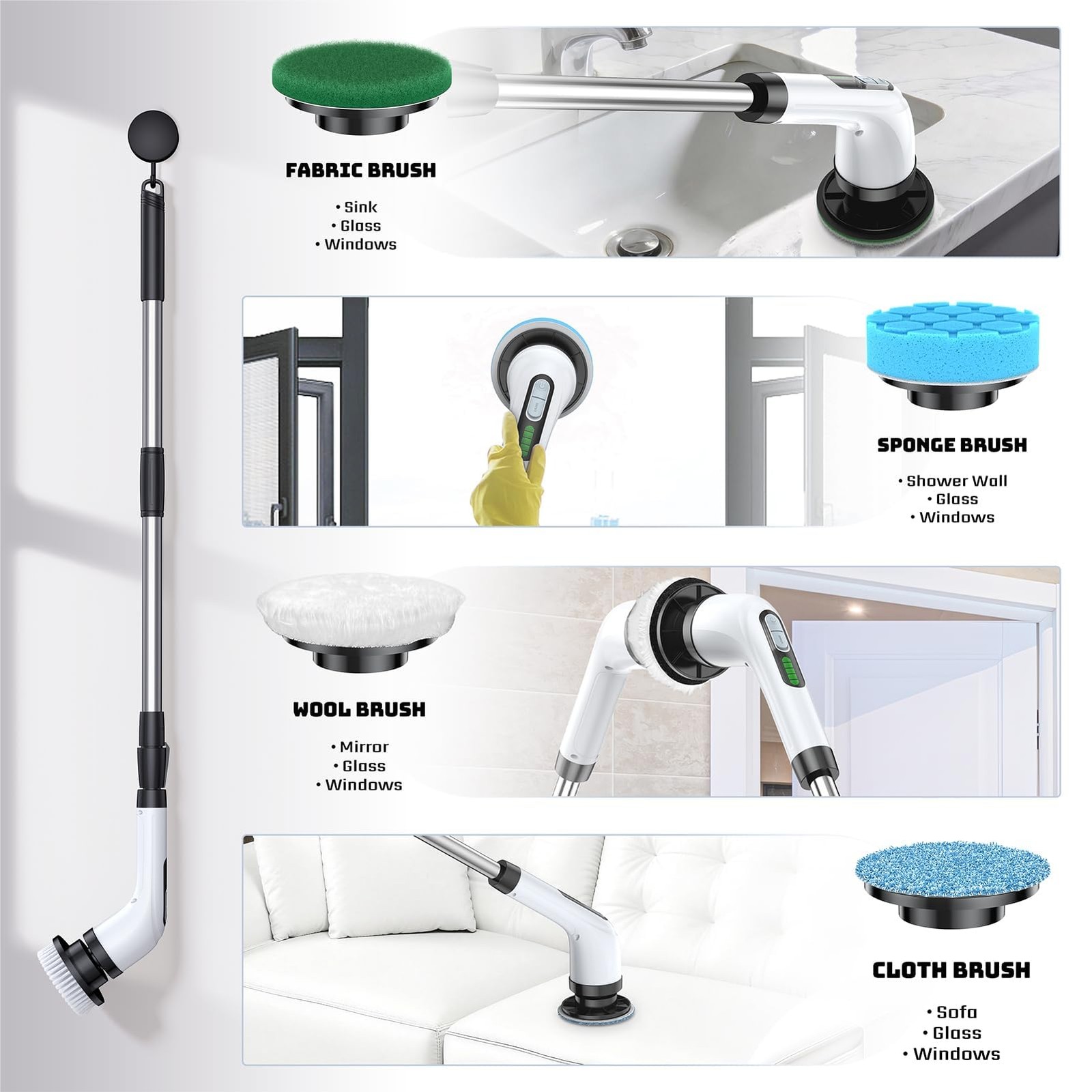 Highyes Electric Spin Scrubber, Powerful 2-Speed Cleaning Brush, IPX7 Waterpr…