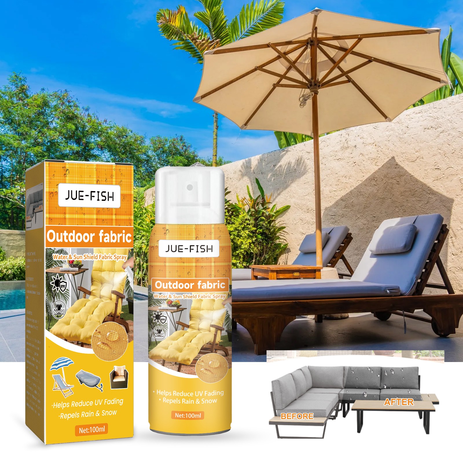 Fabric Waterproof Spray Outdoor Fabric Protector UV Resistant Water Repellent