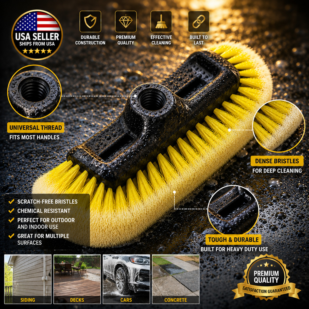 soft bristle car wash brush head- gentle auto cleaning tool
