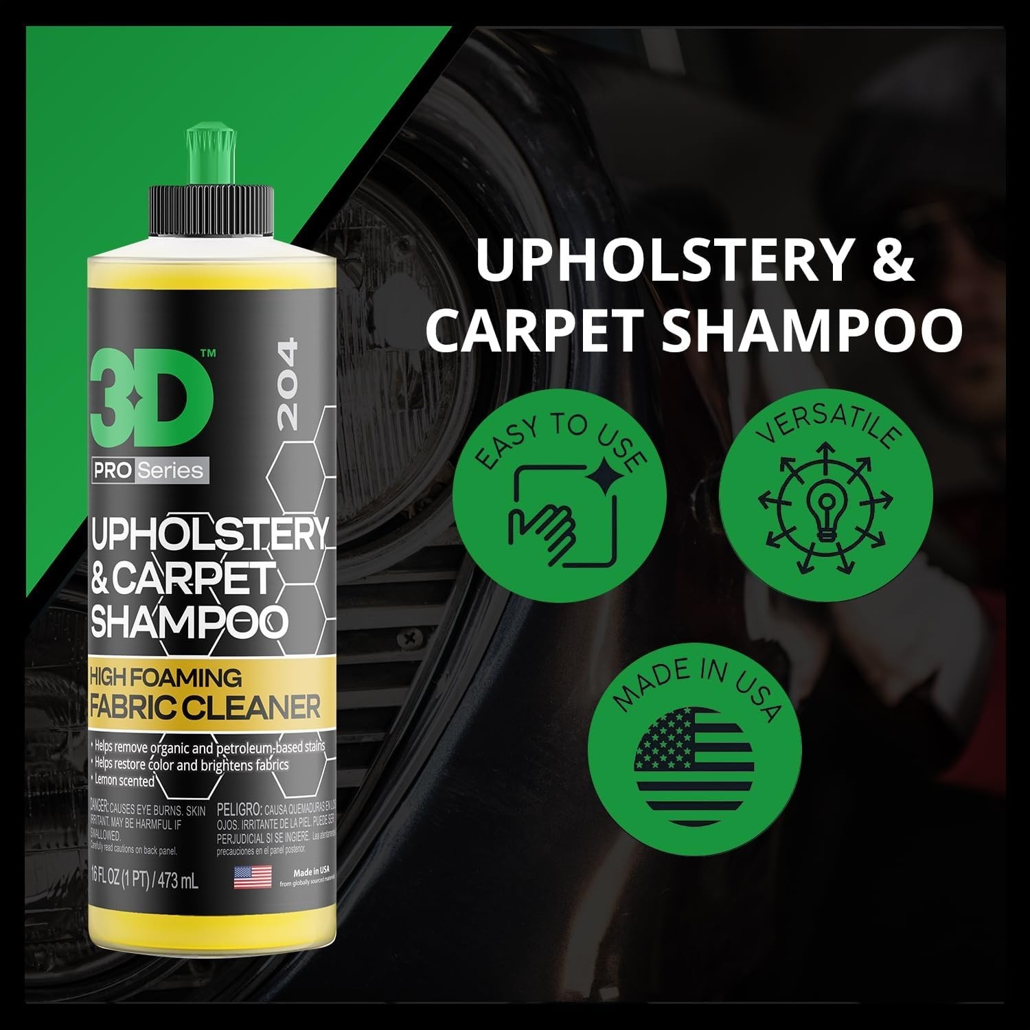 16oz High Foam Upholstery Shampoo – Odor Eliminator with Fresh Lemon Scent