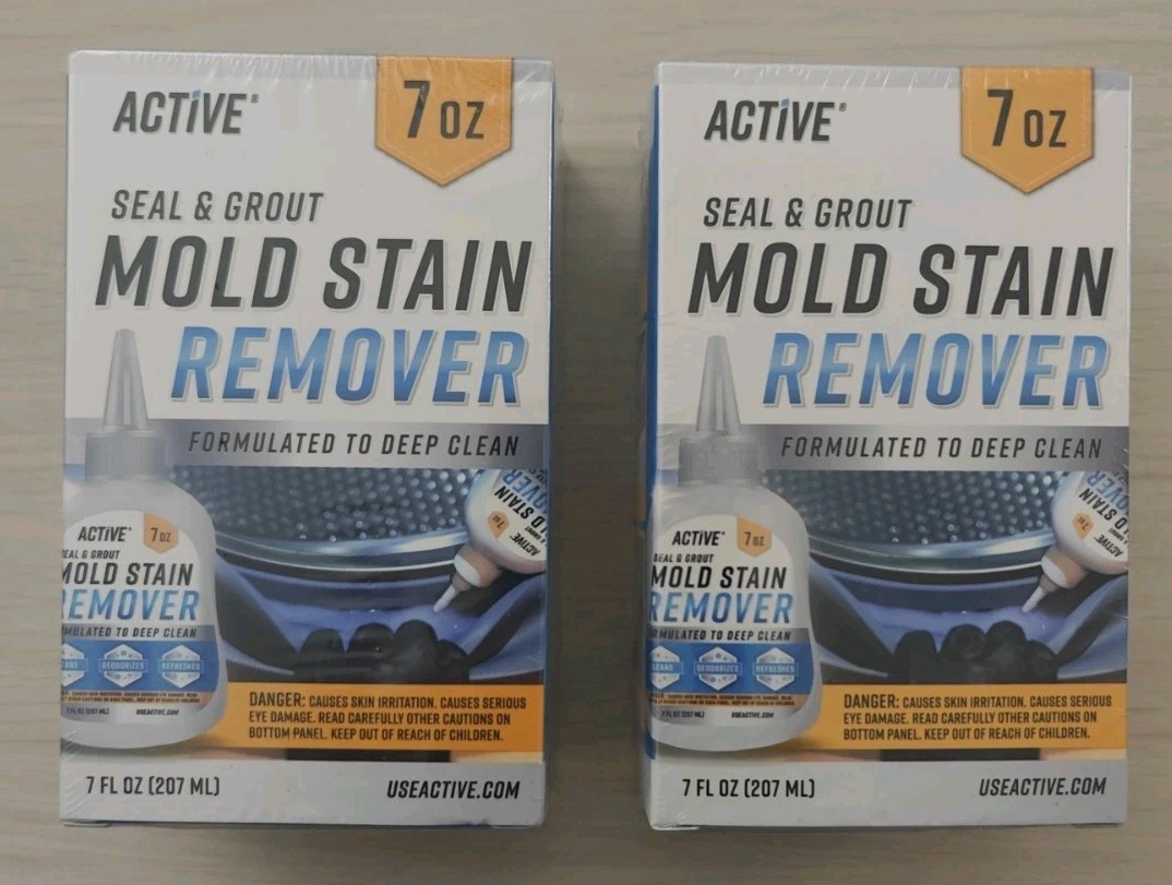 2 (Two) ACTIVE MOLD STAIN REMOVER, Seal and Grout Deep Clean 7oz