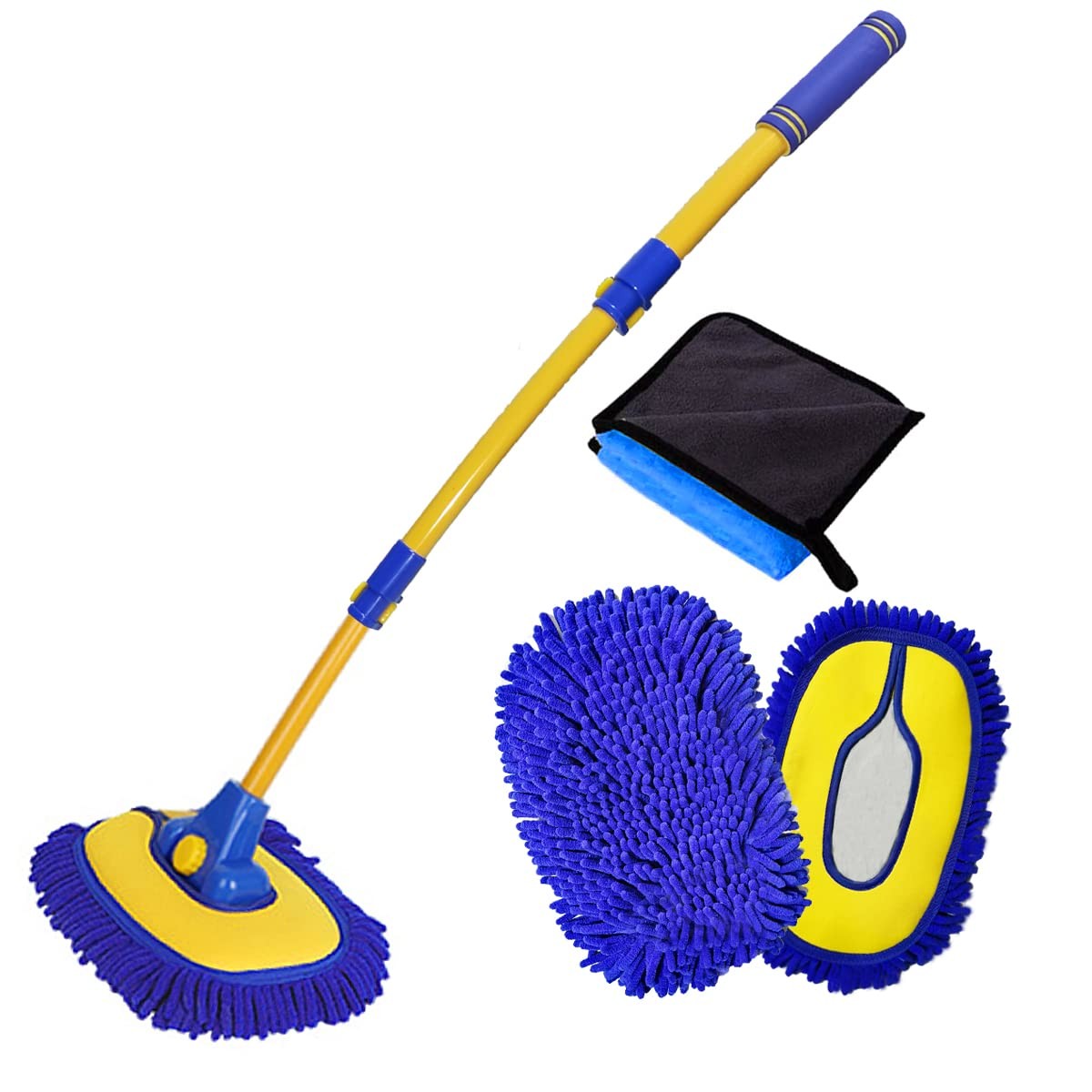 Car Wash Brush with Long Handle, Microfiber Towels Car Wash Kit Cleaning Supp…