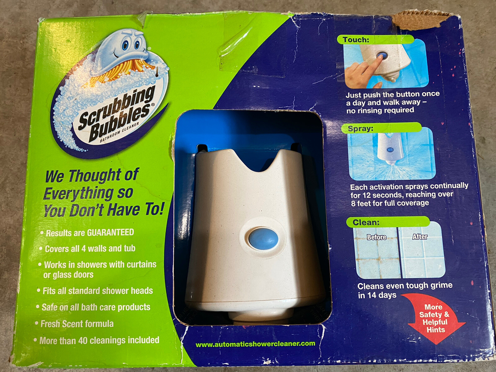 Scrubbing Bubbles Automatic Shower Cleaner Starter Kit 2 Bottles Damaged box