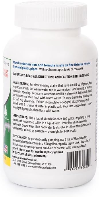 ComStar Munch 1 lb Industrial Drain Opener for Clogged & Slow Drains