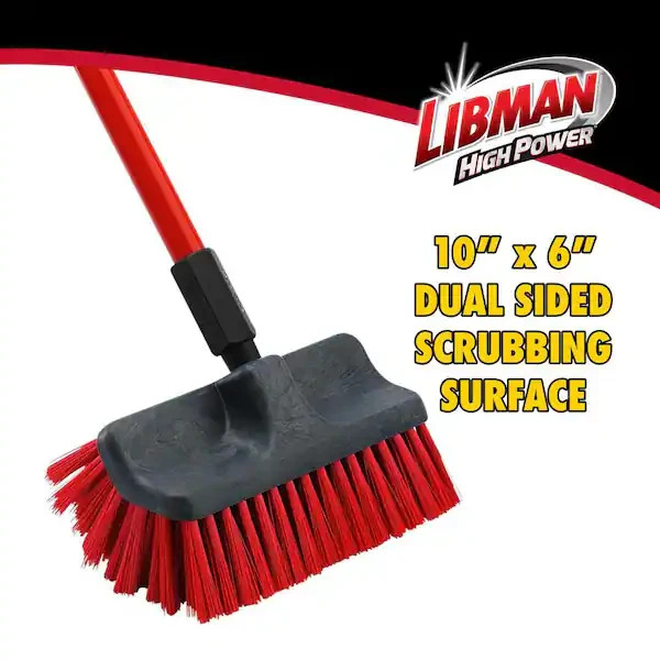Heavy Duty Floor Scrub Brush 60in Long Handle Dual Surface Tile Deck Cleaner