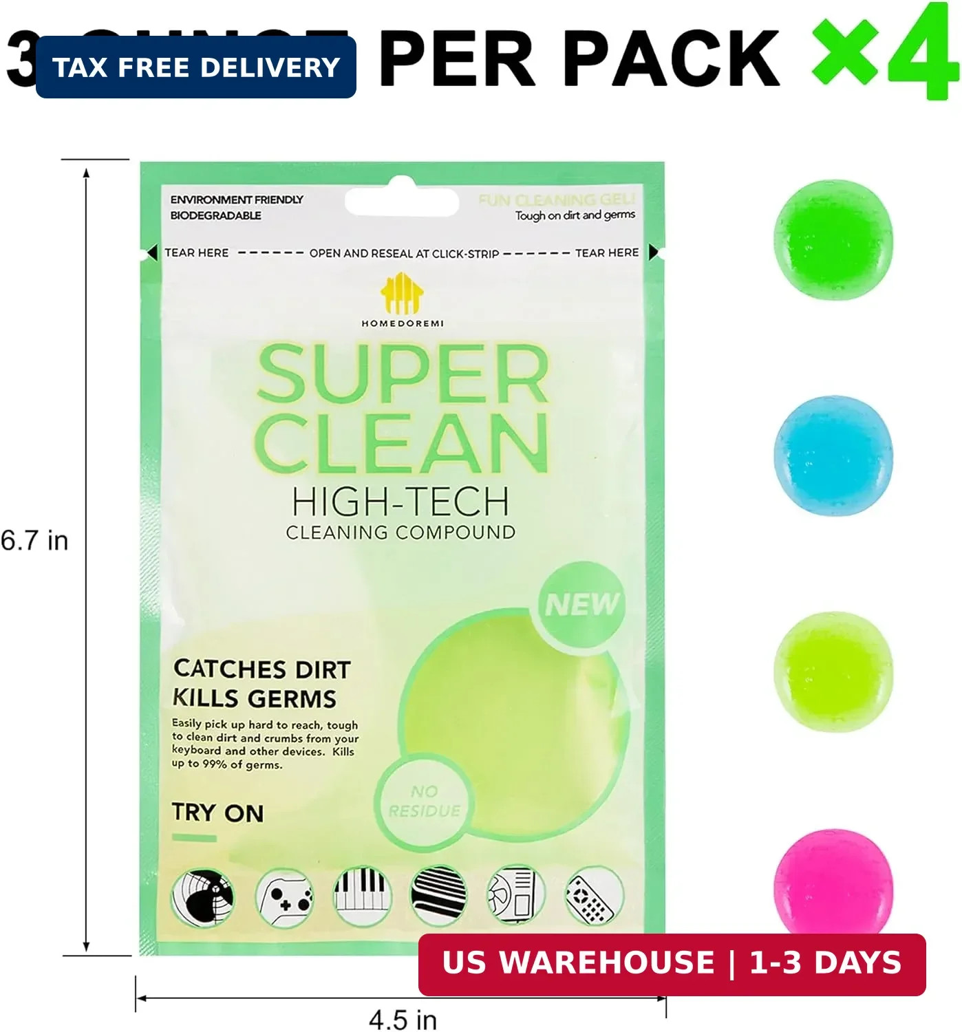 Car Cleaning Gels 4-Pack, Car Cleaning Putty Universal Auto Detailing Tools Car