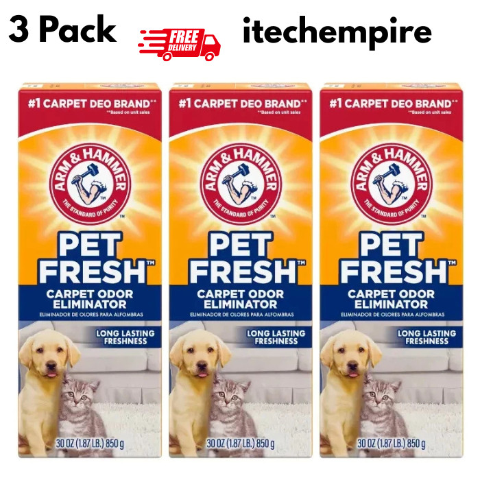 3 Pack ARM & HAMMER Pet Fresh Odor Eliminating Deodorizing, Pet Fresh 30 Oz Each