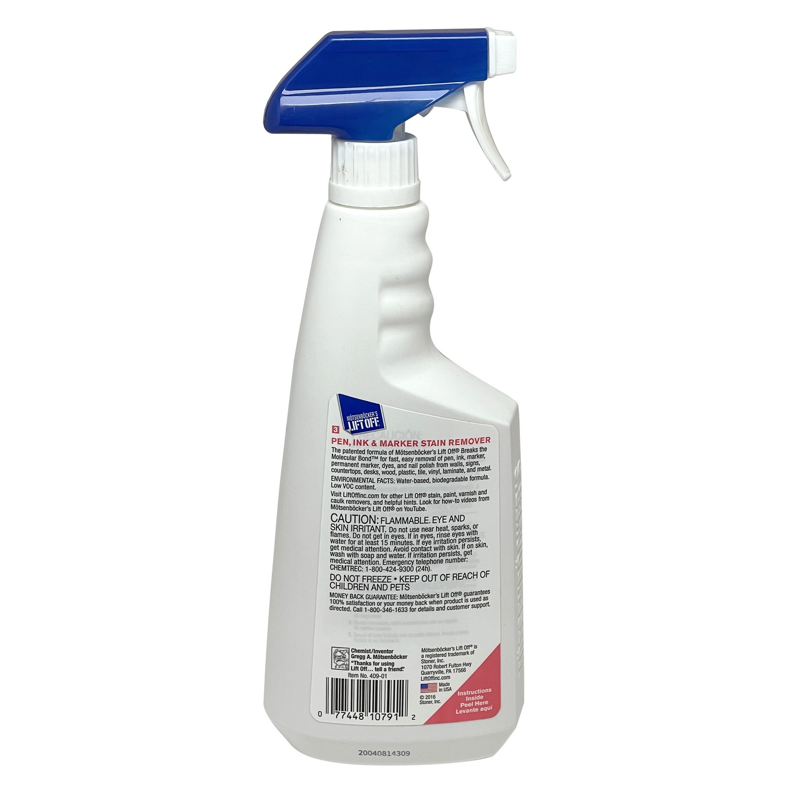 MOTSENBOCKER’S Lift Off 409-01 Stain Remover, 22 oz, Liquid, Mild, Clear