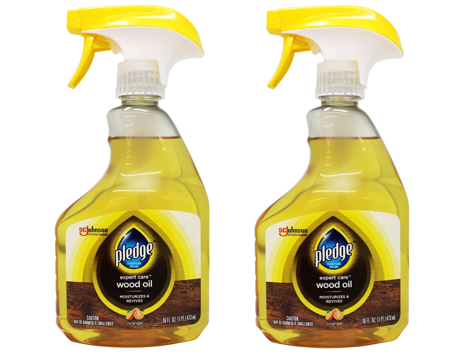 2 Pack Pledge Wood Oil Expert Care Spray Moisturizes with Orange Scent 16 oz