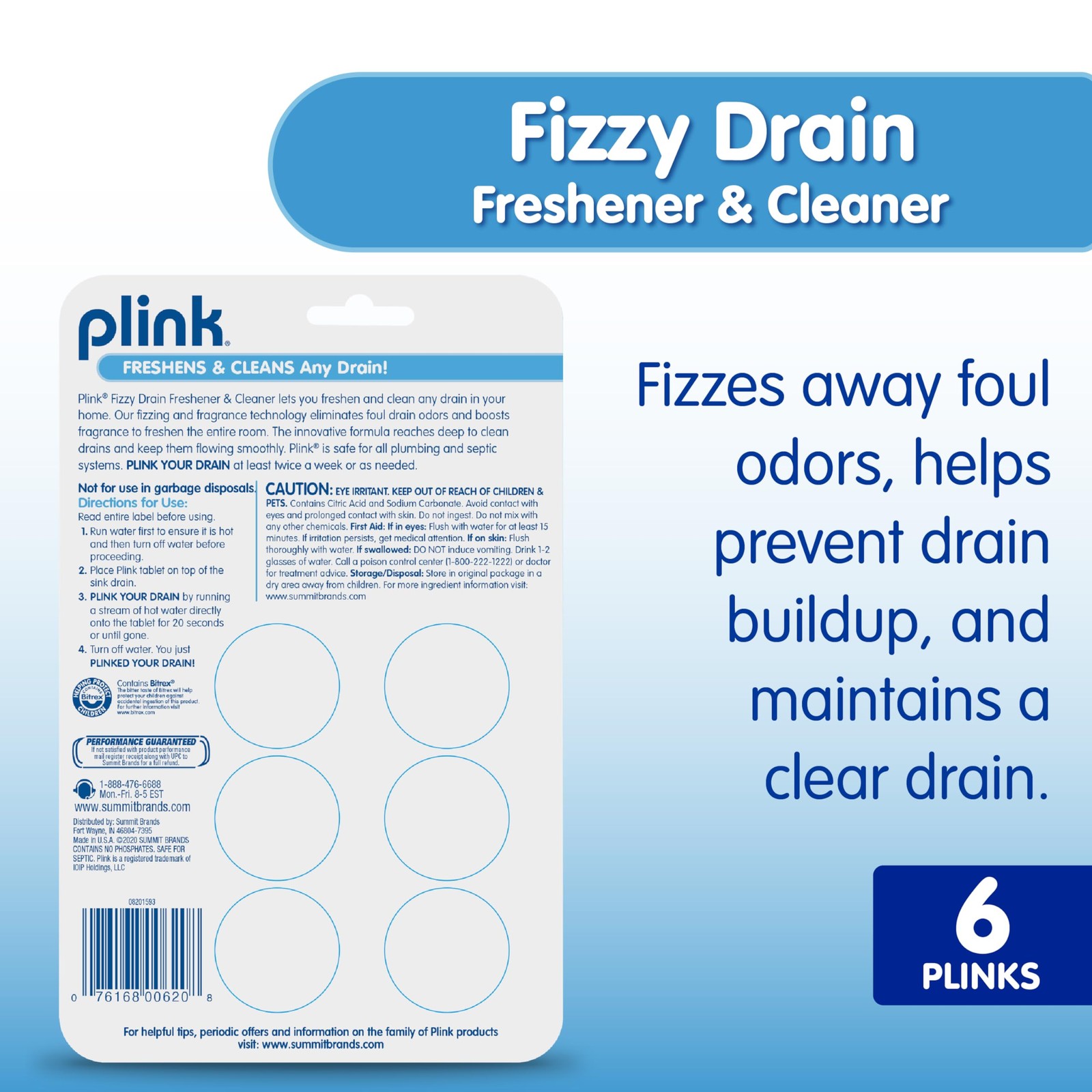 Fizzy Drain Cleaner, 6 Count (Pack of 2), Lemon Scent