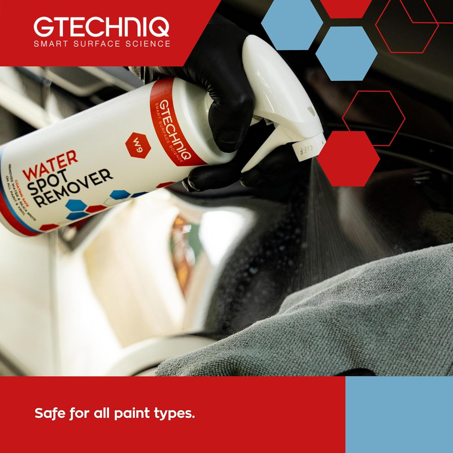 Gtechniq W9 Water Spot Remover for Cars, 33.8 fl oz | Advanced Solution Easily R