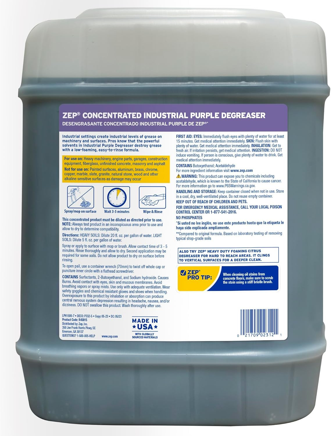 Industrial Purple Cleaner and Degreaser Concentrate – 5 Gallon (Case of 1) R4581