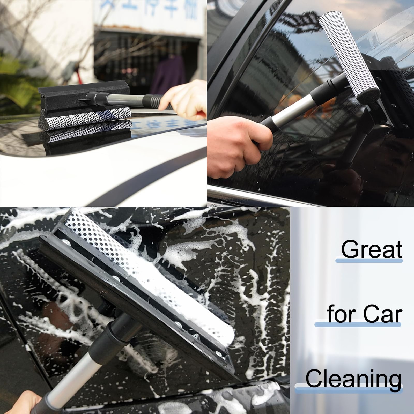 2 Pack Squeegee for Car Window Cleaning and Windshield Washing,2 in 1 Car Win