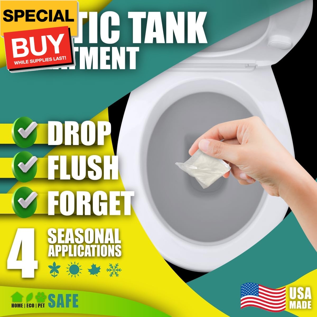 Septic Tank Treatment Packets, Septic Safe Clog Remover, Prevents Expensive Sept