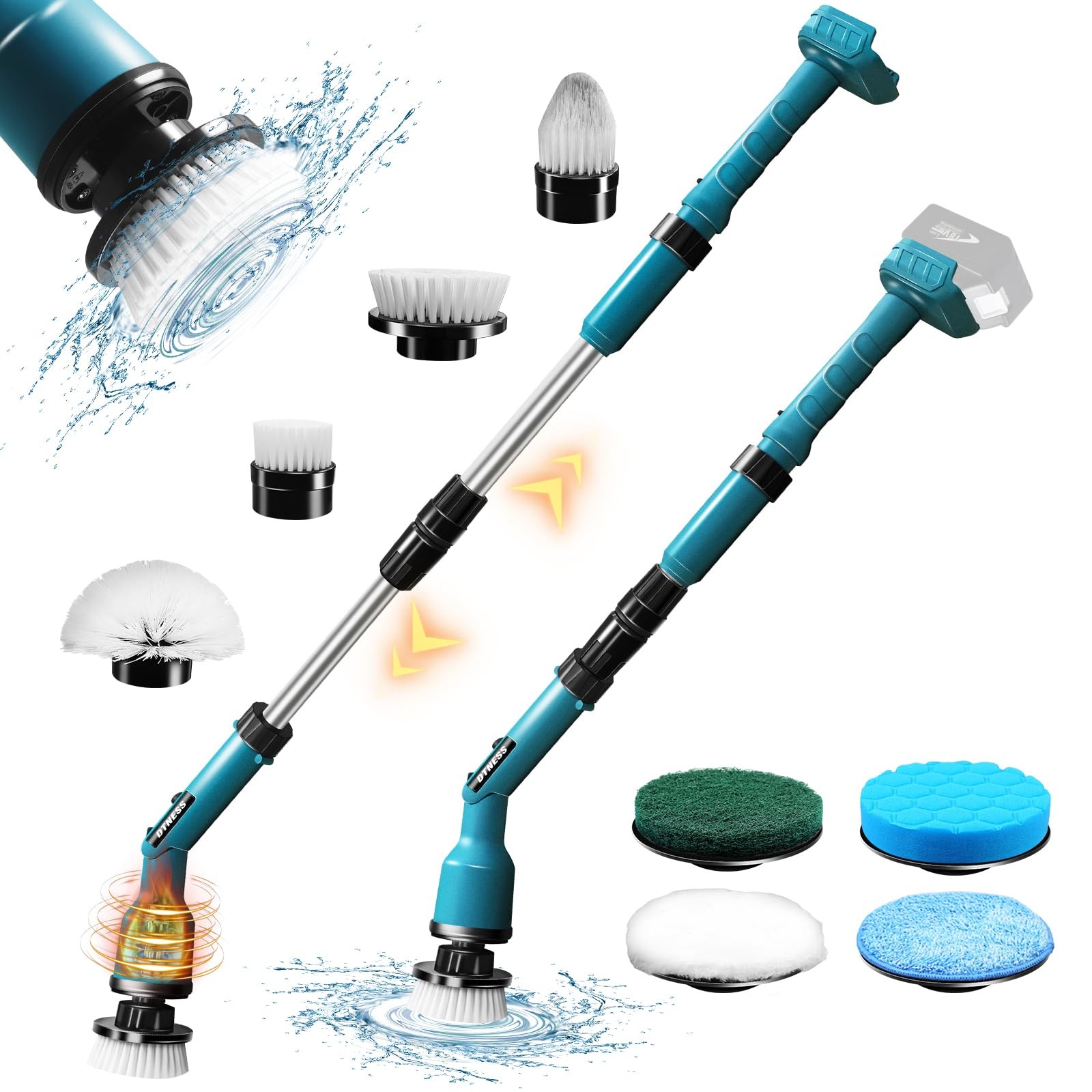 DTNESS Electric Spin Scrubber for Makita 18V, Cordless ​Shower Cleaner with F…