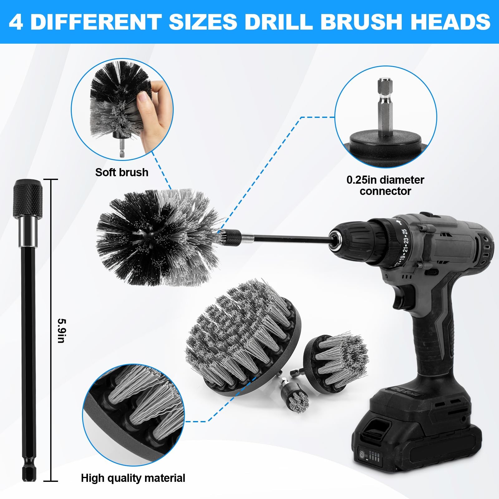 Car Detailing Kit, Car Detailing Brush Set, Car Cleaning Drill Brush Kit with…