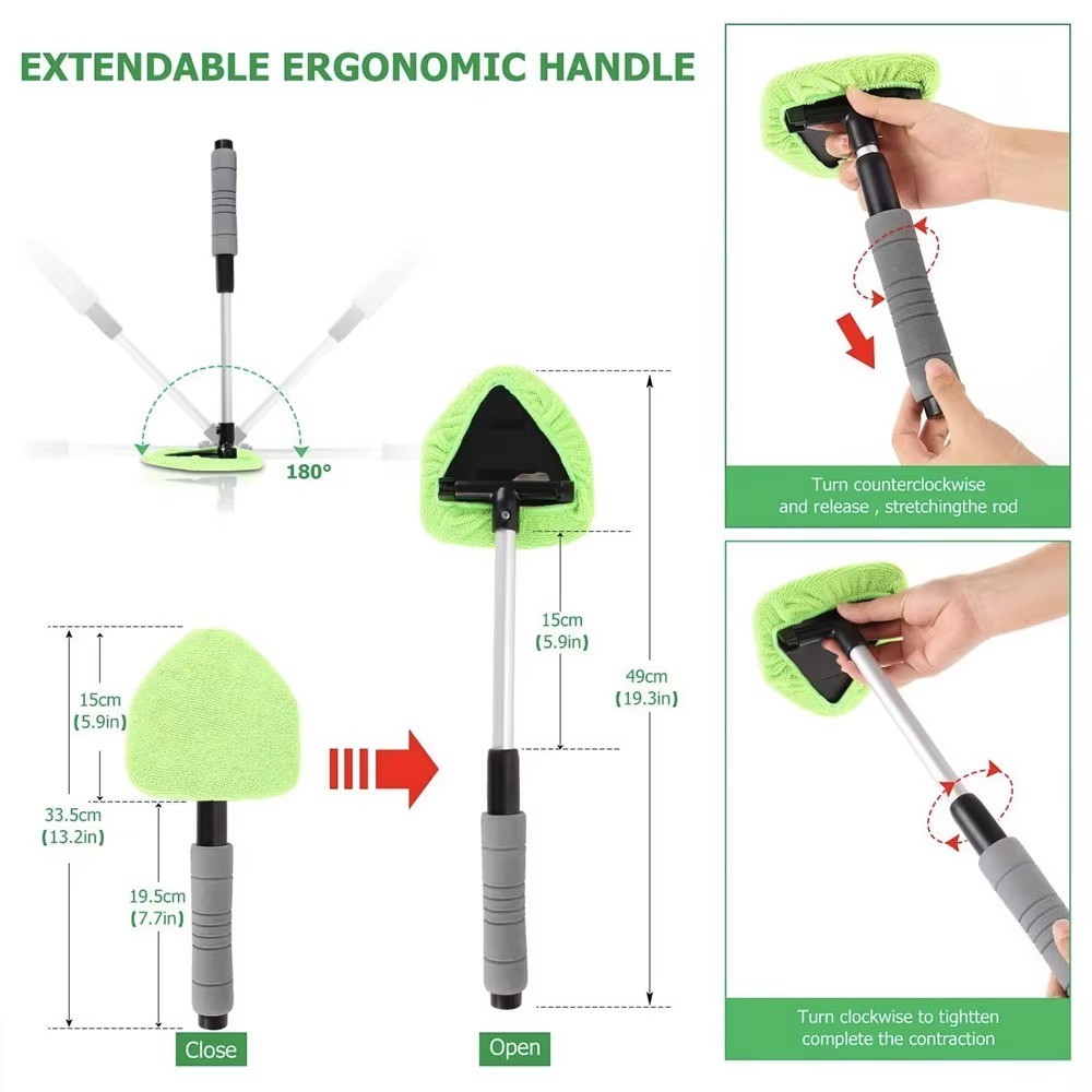 Windshield Cleaner Wand Microfiber Car Inside Window Cleaning Tool Anti Fog 2025