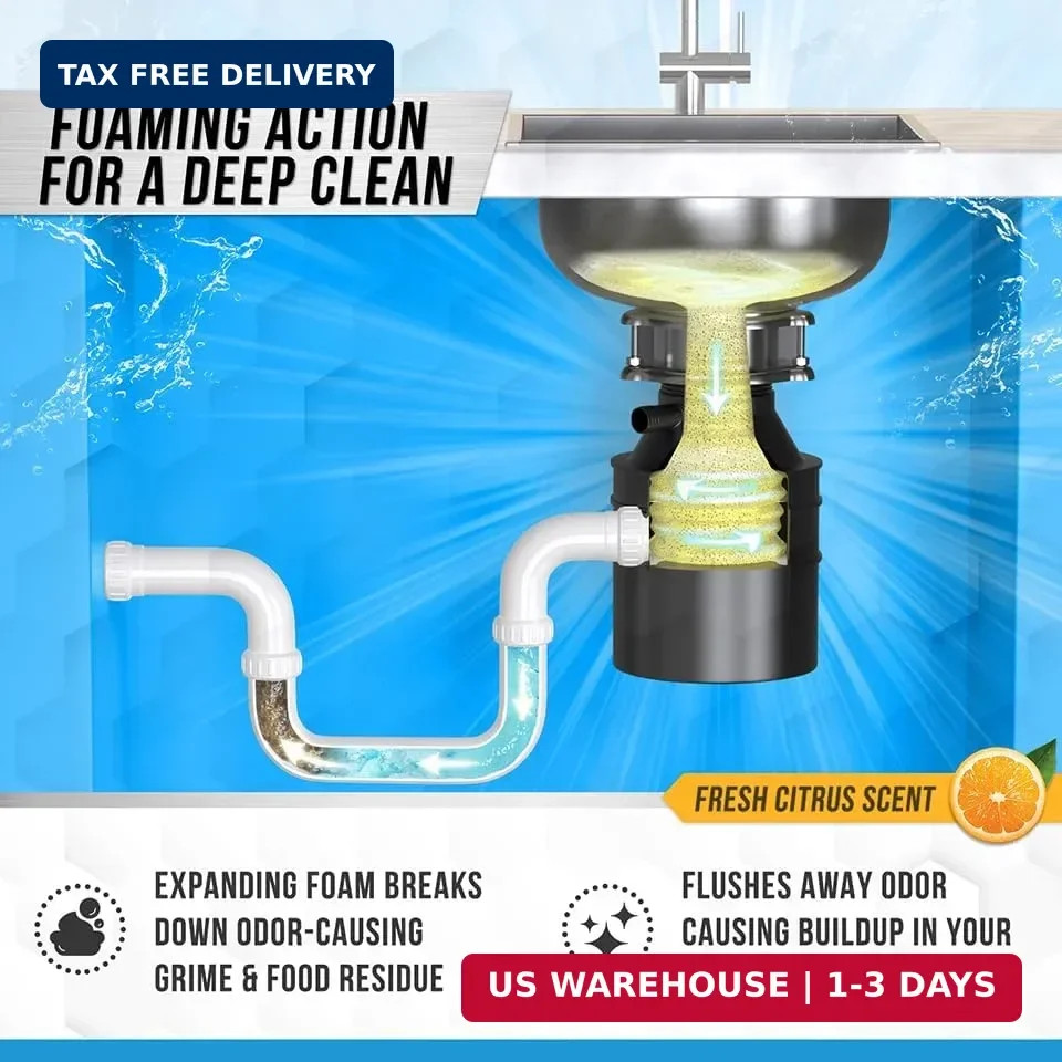 Garbage Disposal Cleaner Deodorizer Tablets – 24 Pack, New Powerful XL Foaming T