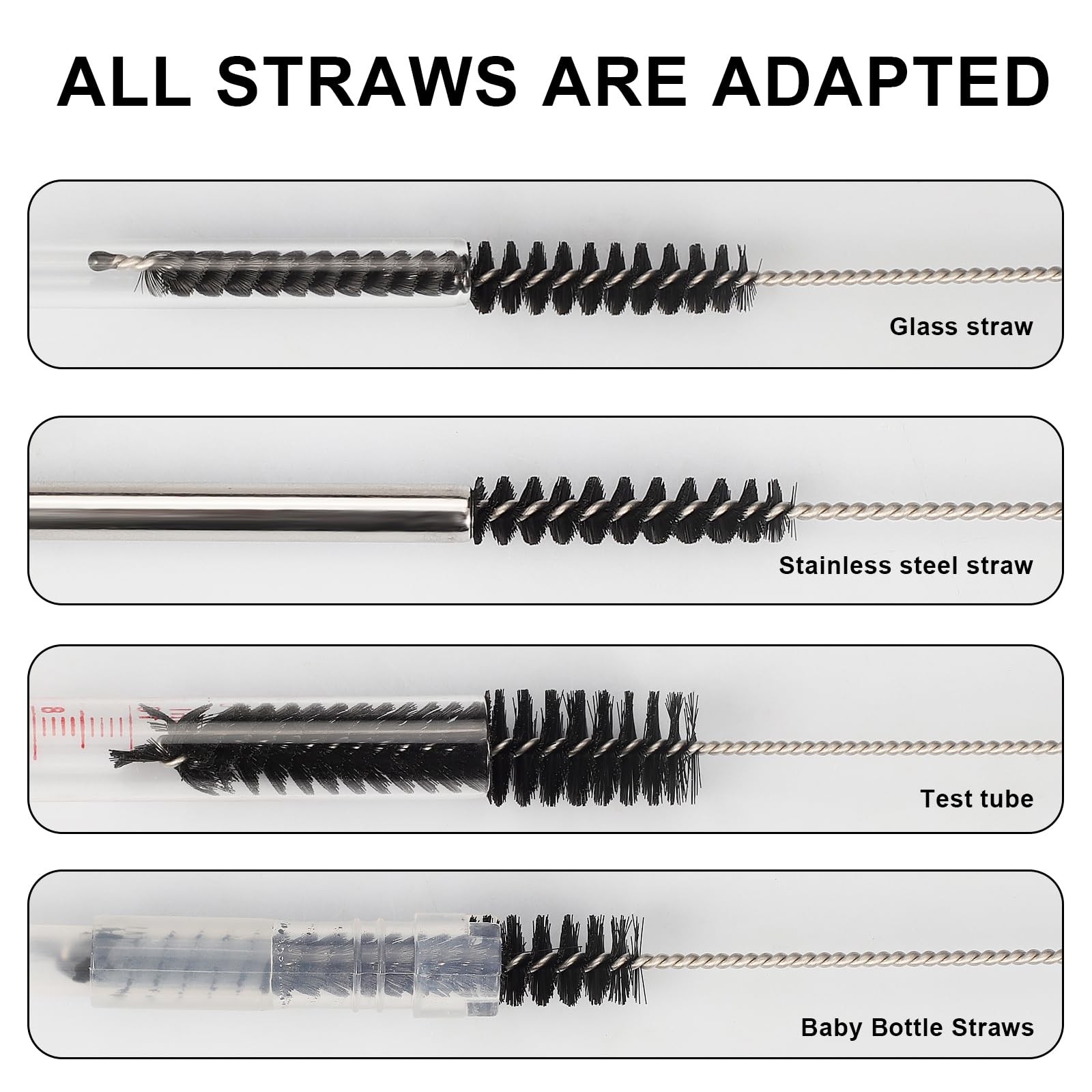 Straw Cleaner Brushes Sets, 12 Pieces 8.2 Inch Botthle Cleaning Brush and Nyl…