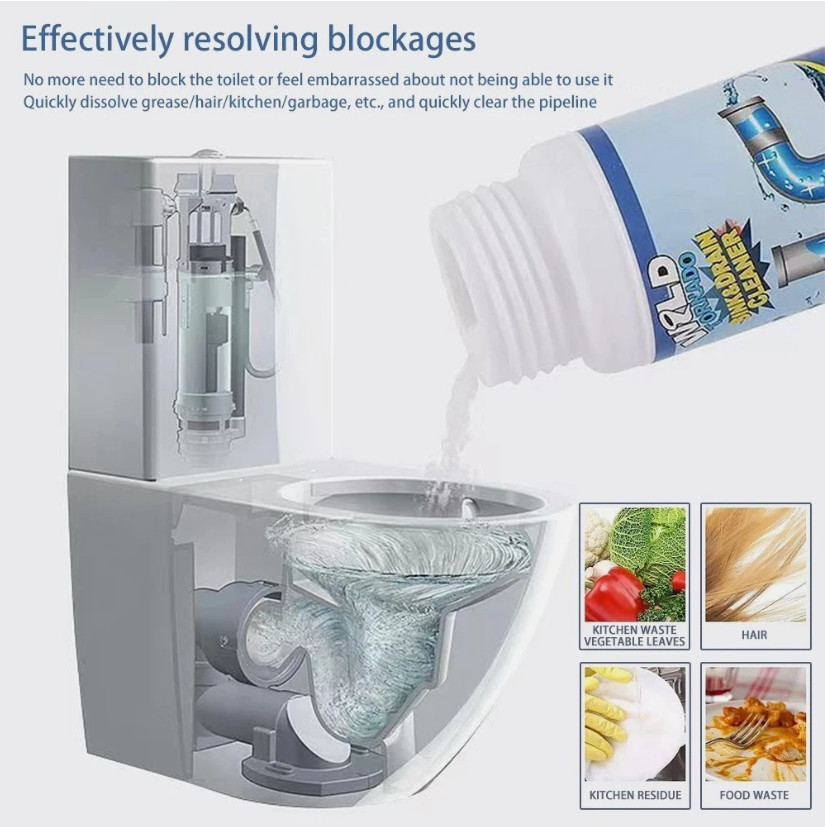 3x Fast Drain RemoverHot Sink Pipe Dredge Bomb Toilet- Quick Foaming Cleaner