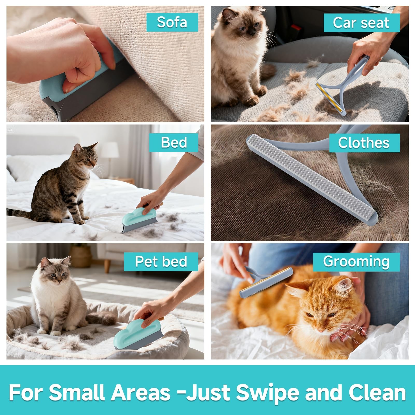 Carpet Rake for Pet Hair Removal Tool, Reusable Pet Hair Remover Broom, Dog&C…