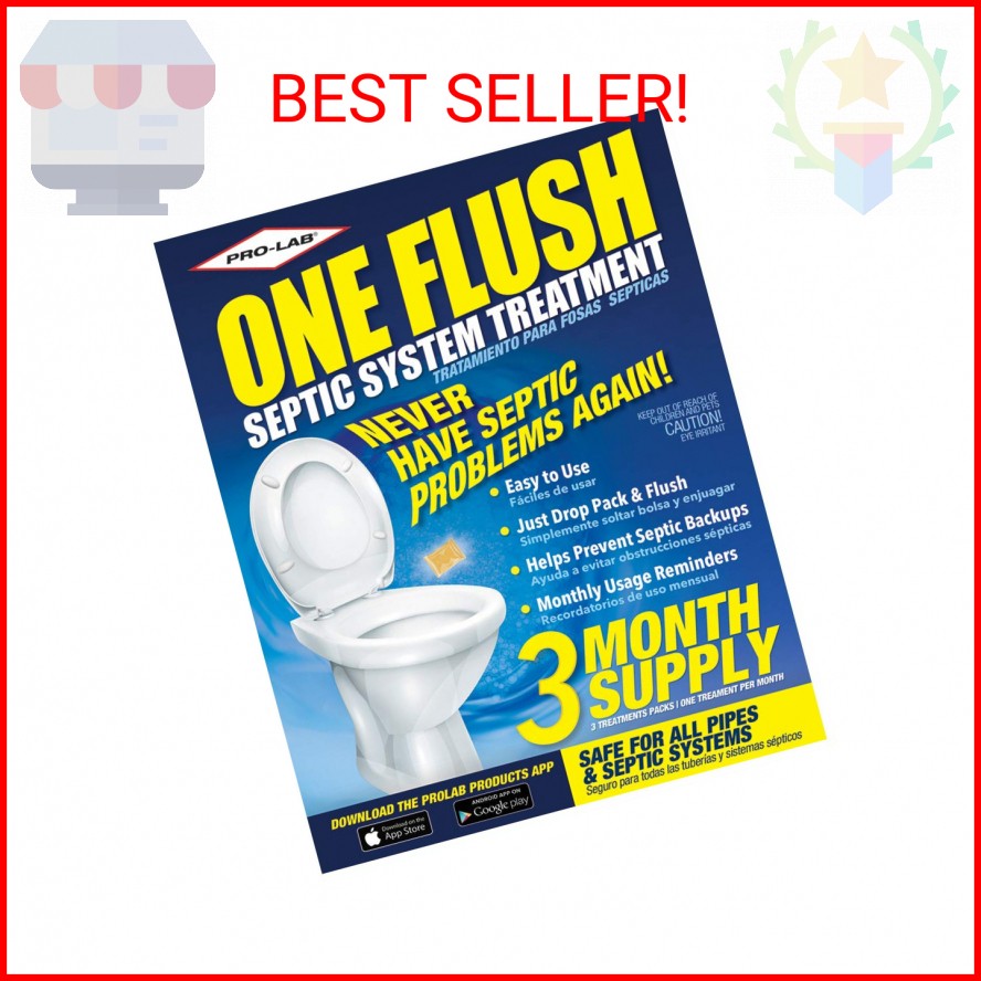 ONE FLUSH – Septic Tank Treatment Packets, 3-Month Supply of Easy-Flush Bacteria