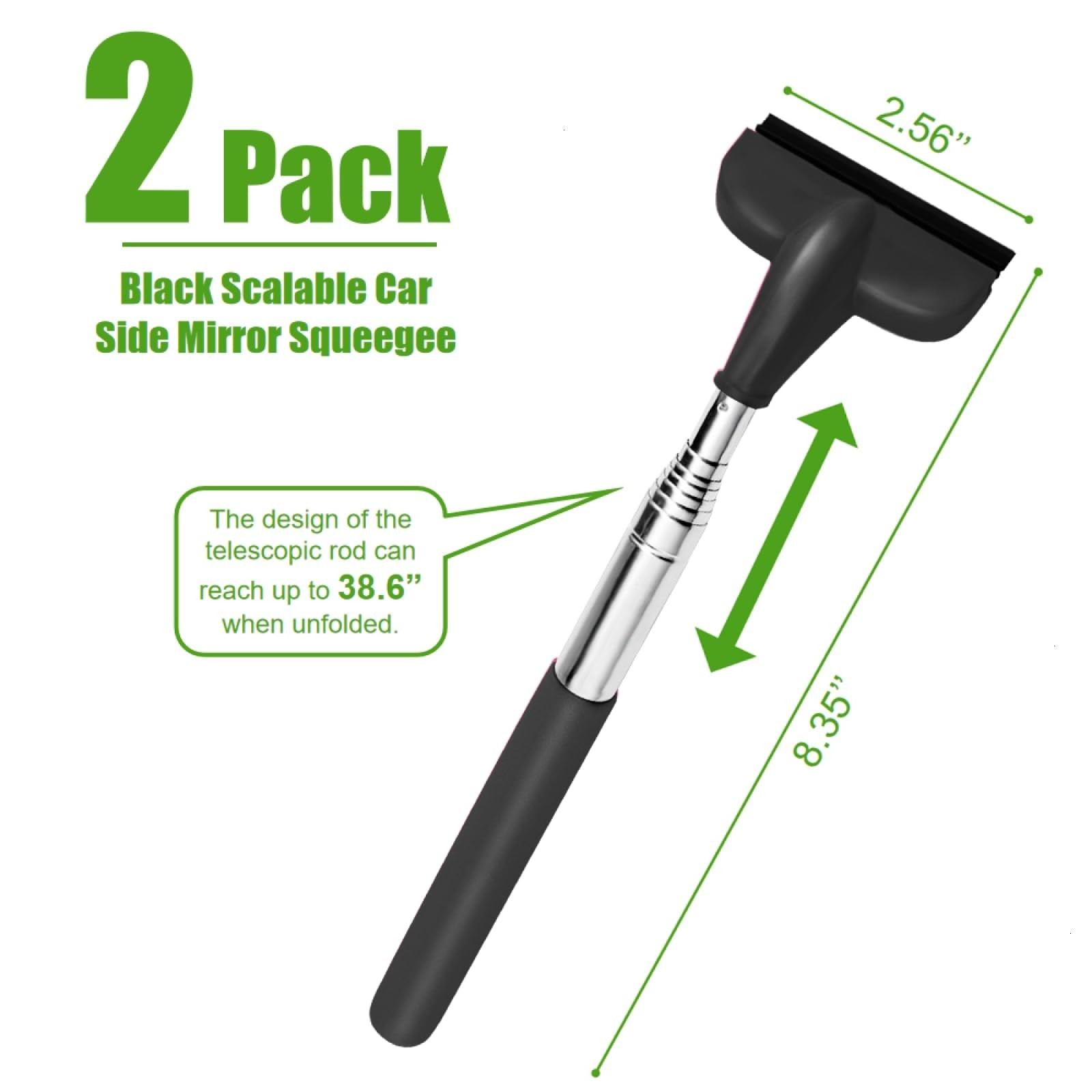 Side Mirror Squeegee Retractable Rearview Mirrors Wiper 38.6 inch Handle