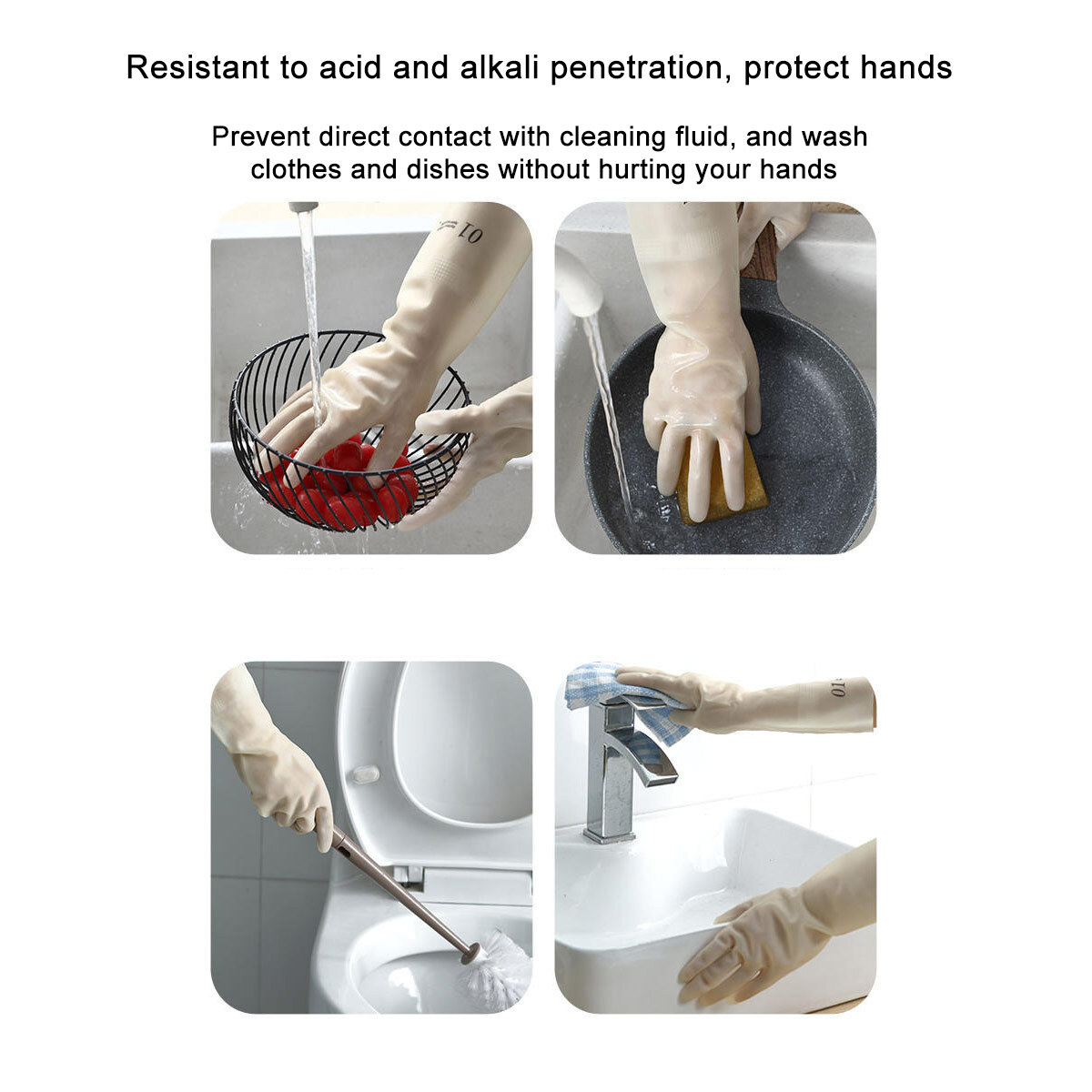 Food Grade Durable Non-slip Gloves Kitchen Household Cleaning Waterproof 2 pairs