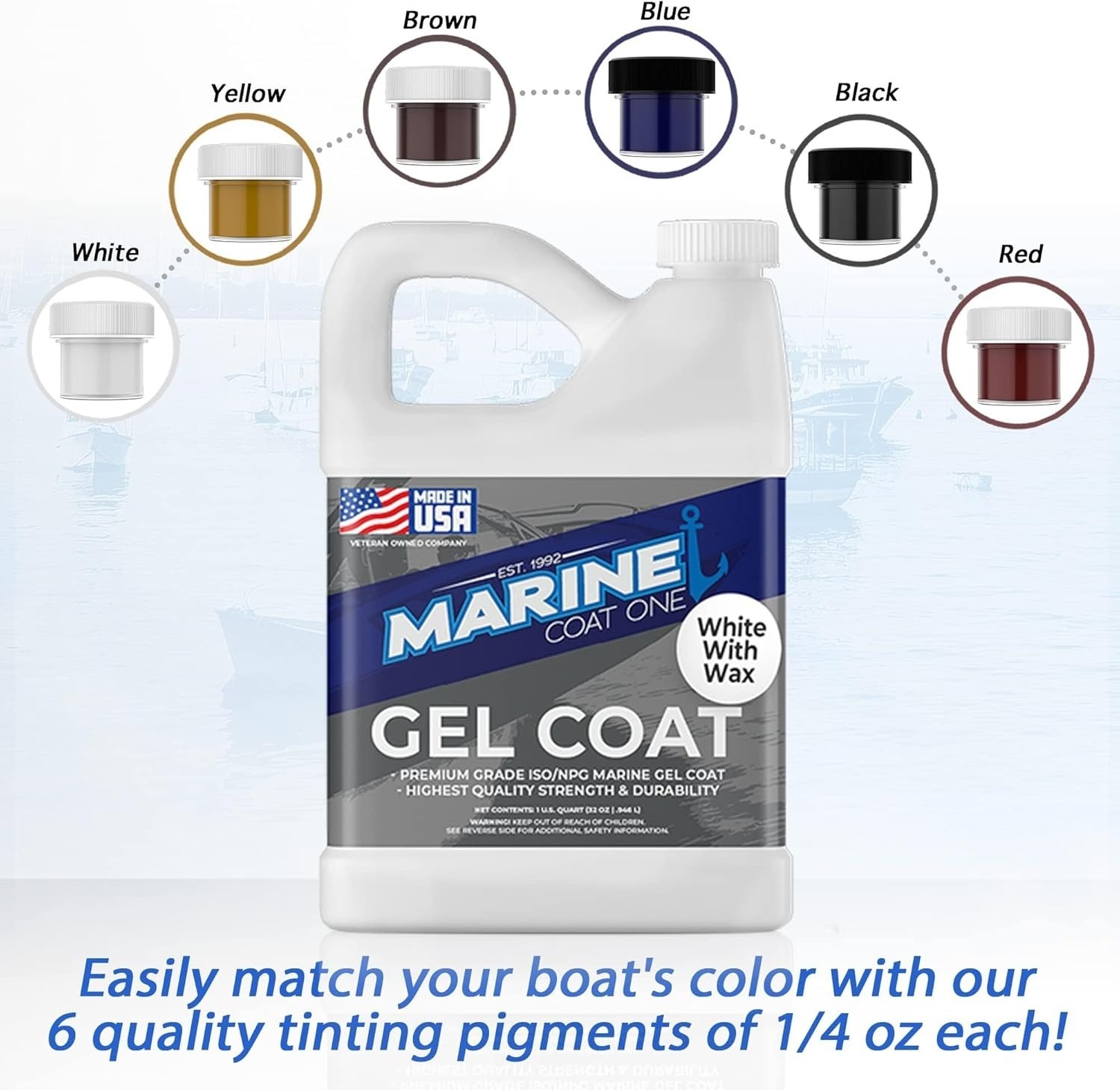 Gel Coat White With Wax& MEKP Catalyst For Boats And Fiberglass Repair (1 Quart)