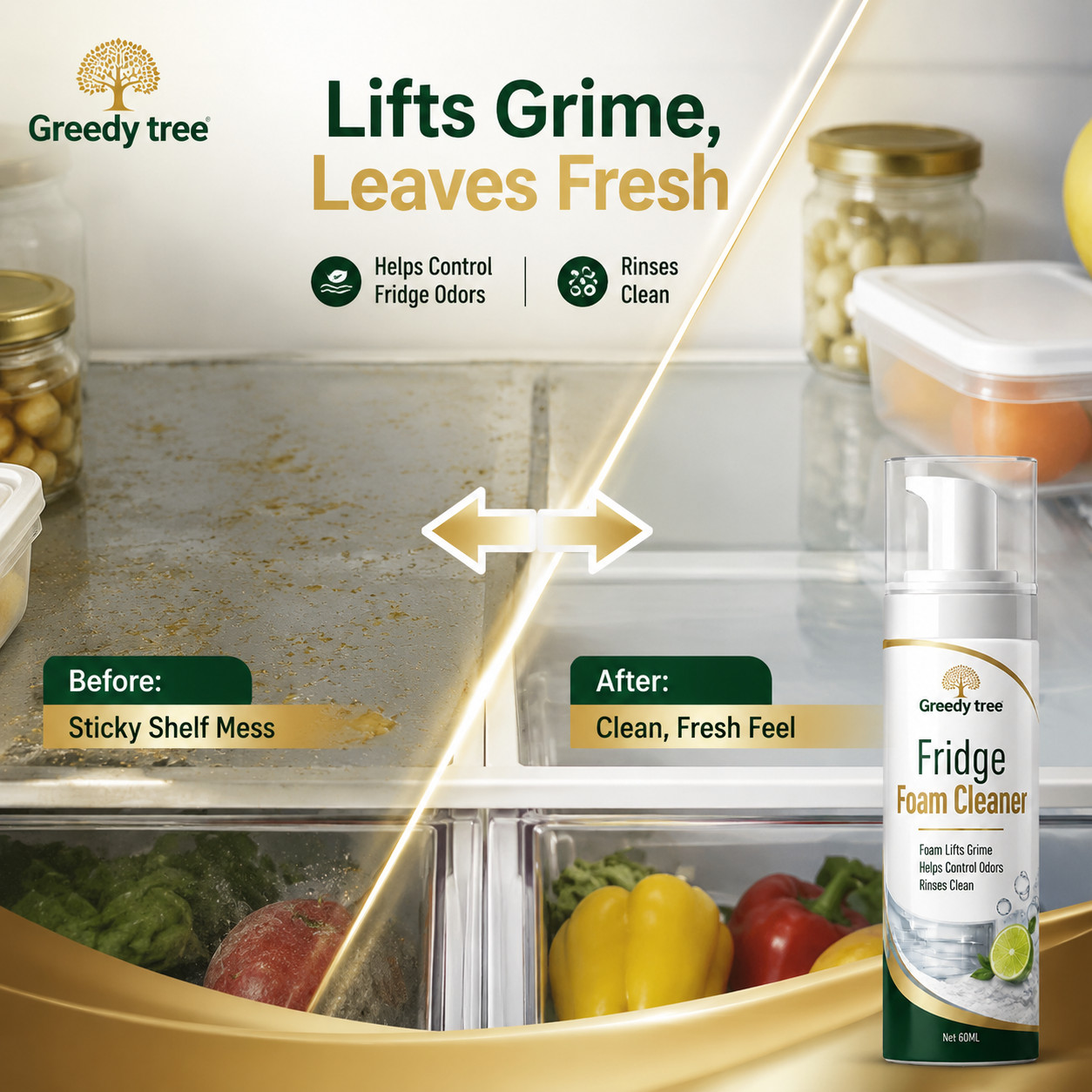 Refrigerator Cleaner Foam Spray For Fridge Shelves Helps Control Odors