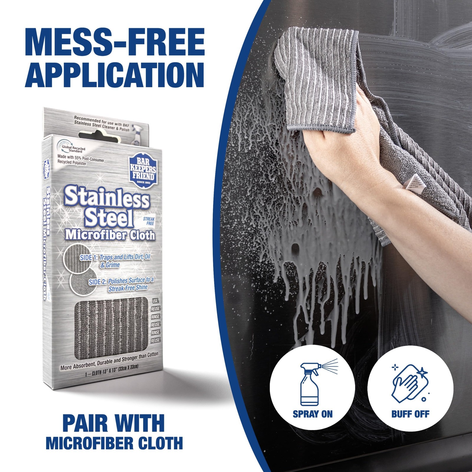 Stainless Steel Cleaner Polish Spray 2 x 25.4 oz Degreaser Stain Remover No Scra