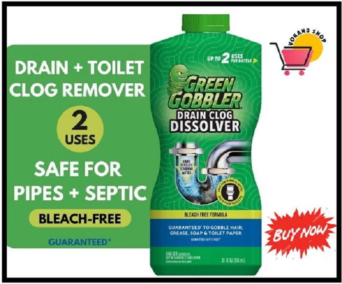 Green Gobbler Drain Clog Remover and Cleaner, Septic-Safe, Bleach-Free, No Harsh