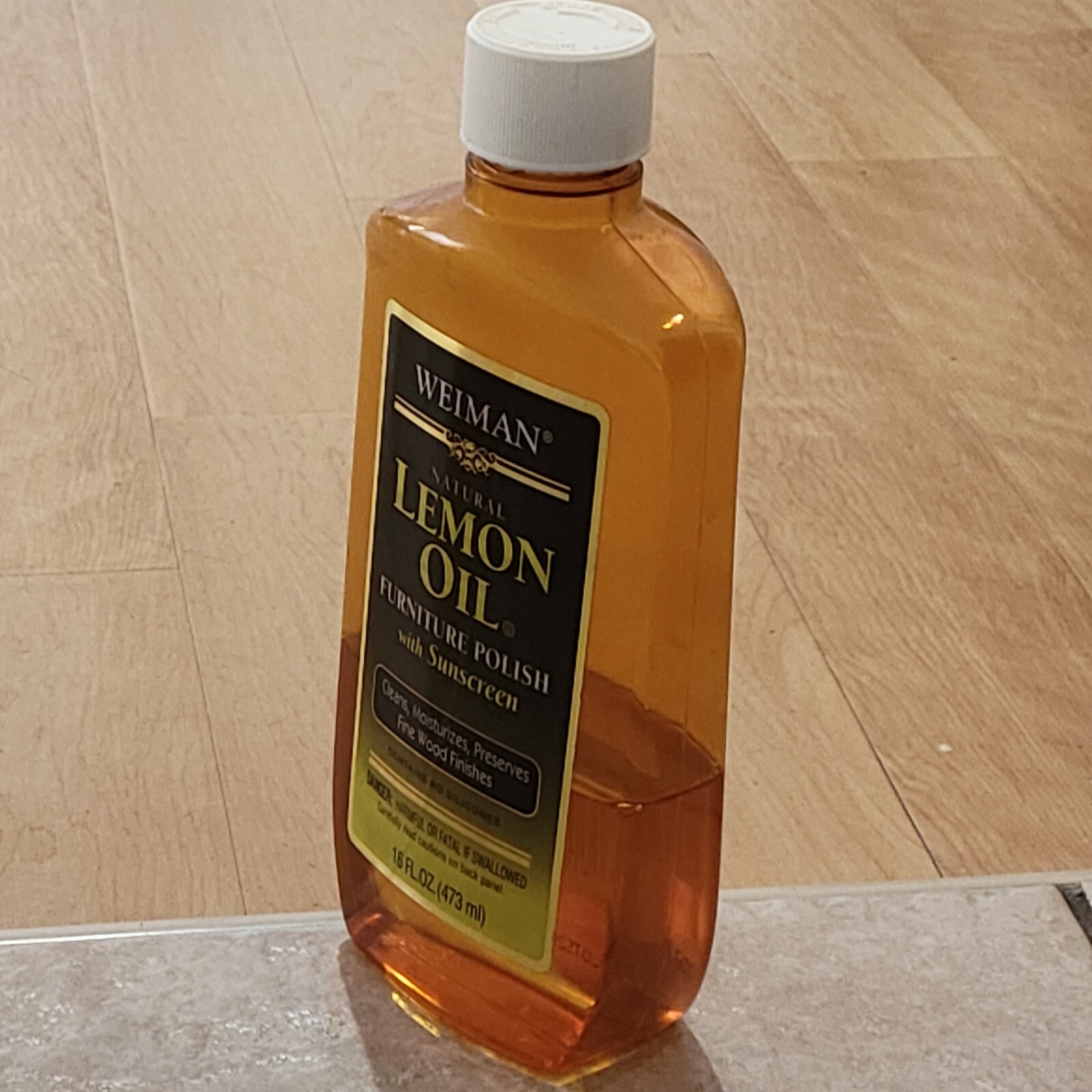 Weiman Lemon Oil Furniture Polish w/Sunscreen 1/3 Full 16 fl oz Made in USA