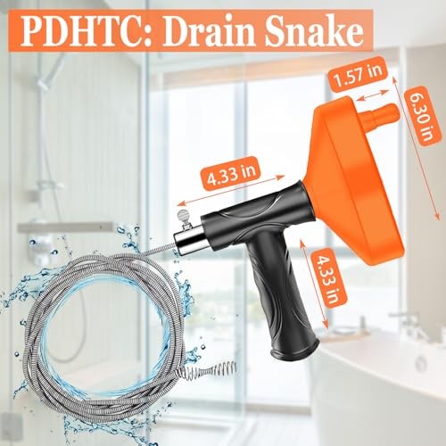 33 Ft Drain Snake Auger, Heavy Duty Plumbing Snake for Sink, Tub, and 33 Feet