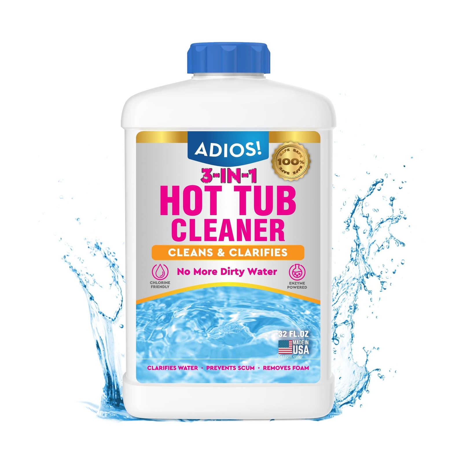 3-in-1 Hot Tub Cleaner Clarifies Water, Prevents Scum, Removes Foam and Stops…