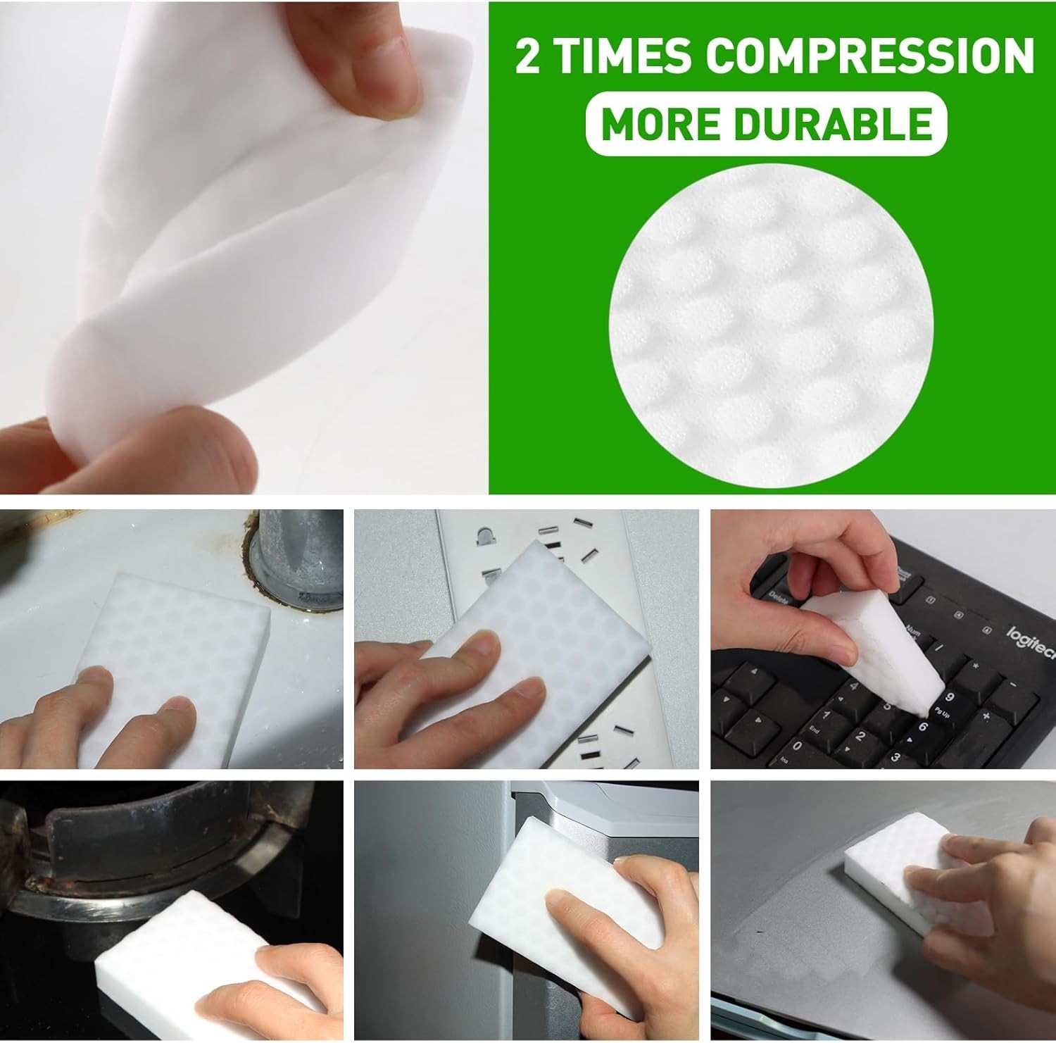 2X Density Sponge Erasers: 50 Pack Non-Toxic Sponges for Effortless Cleaning
