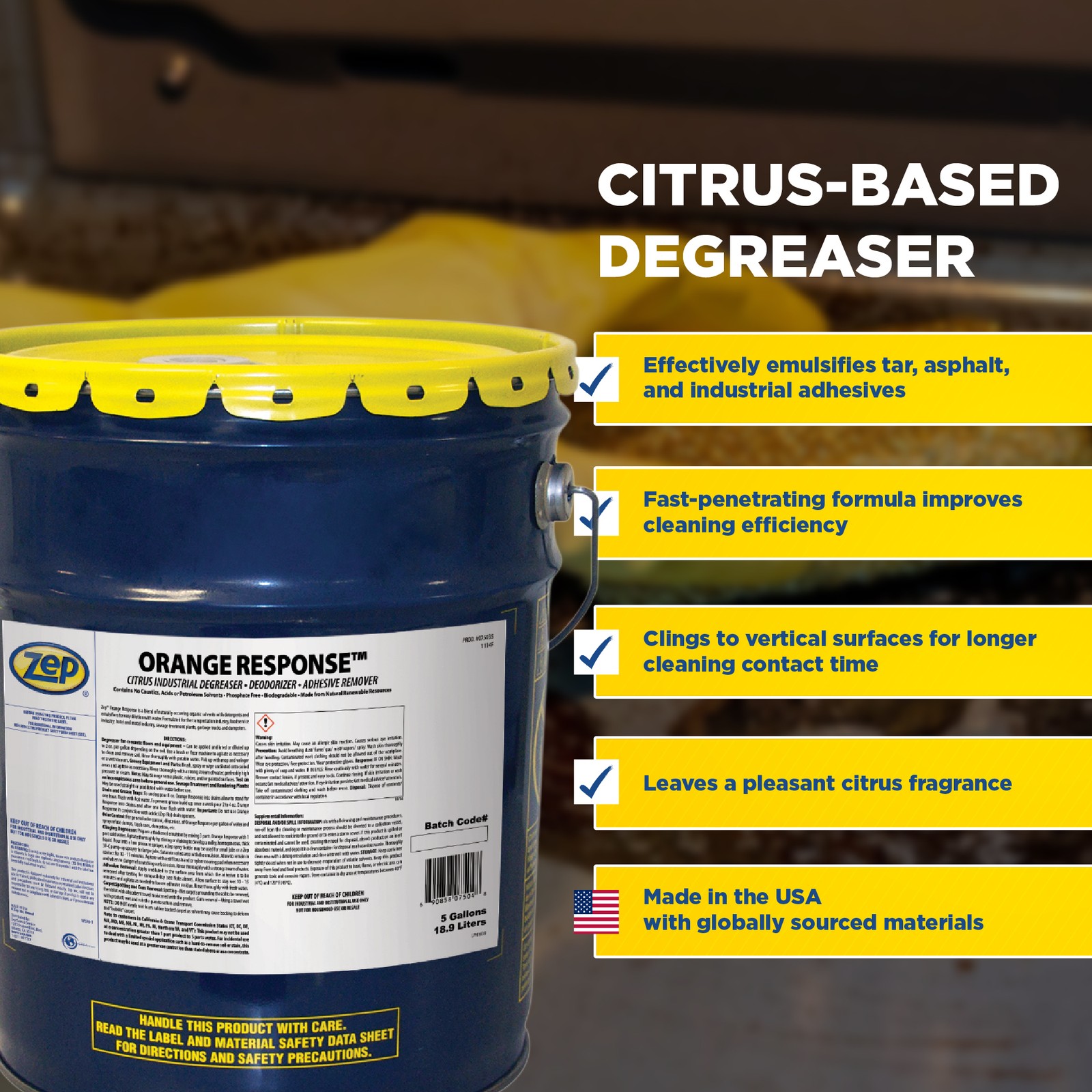 Zep Orange Response Citrus Industrial Degreaser – 5 Gallon (1 Unit) 75035 –