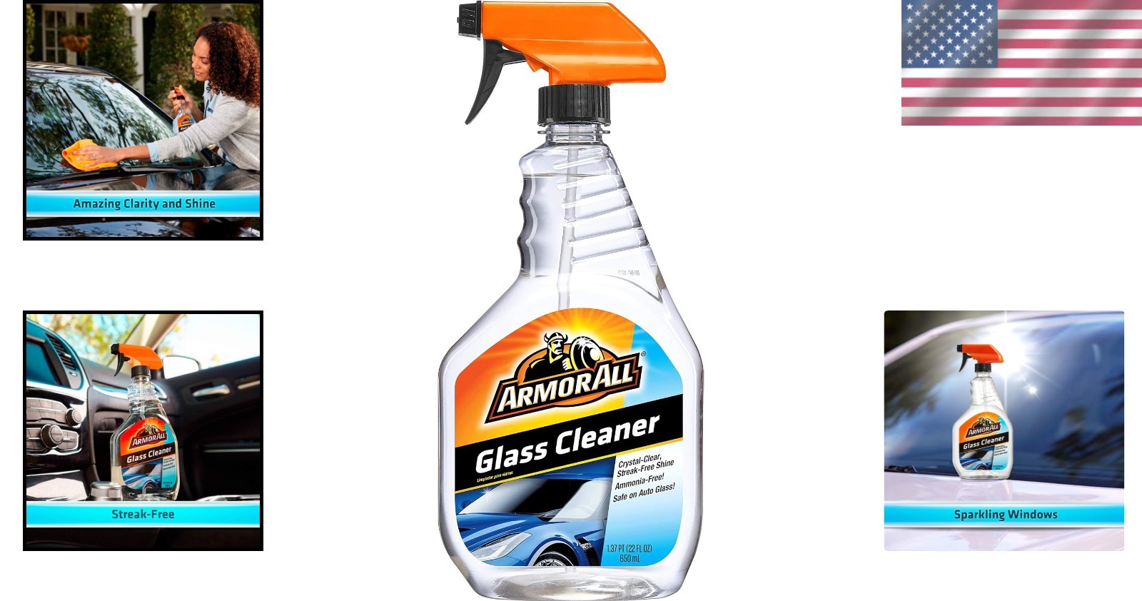 High-Quality Car Glass Cleaner Spray, 6 Pack, 22oz Each