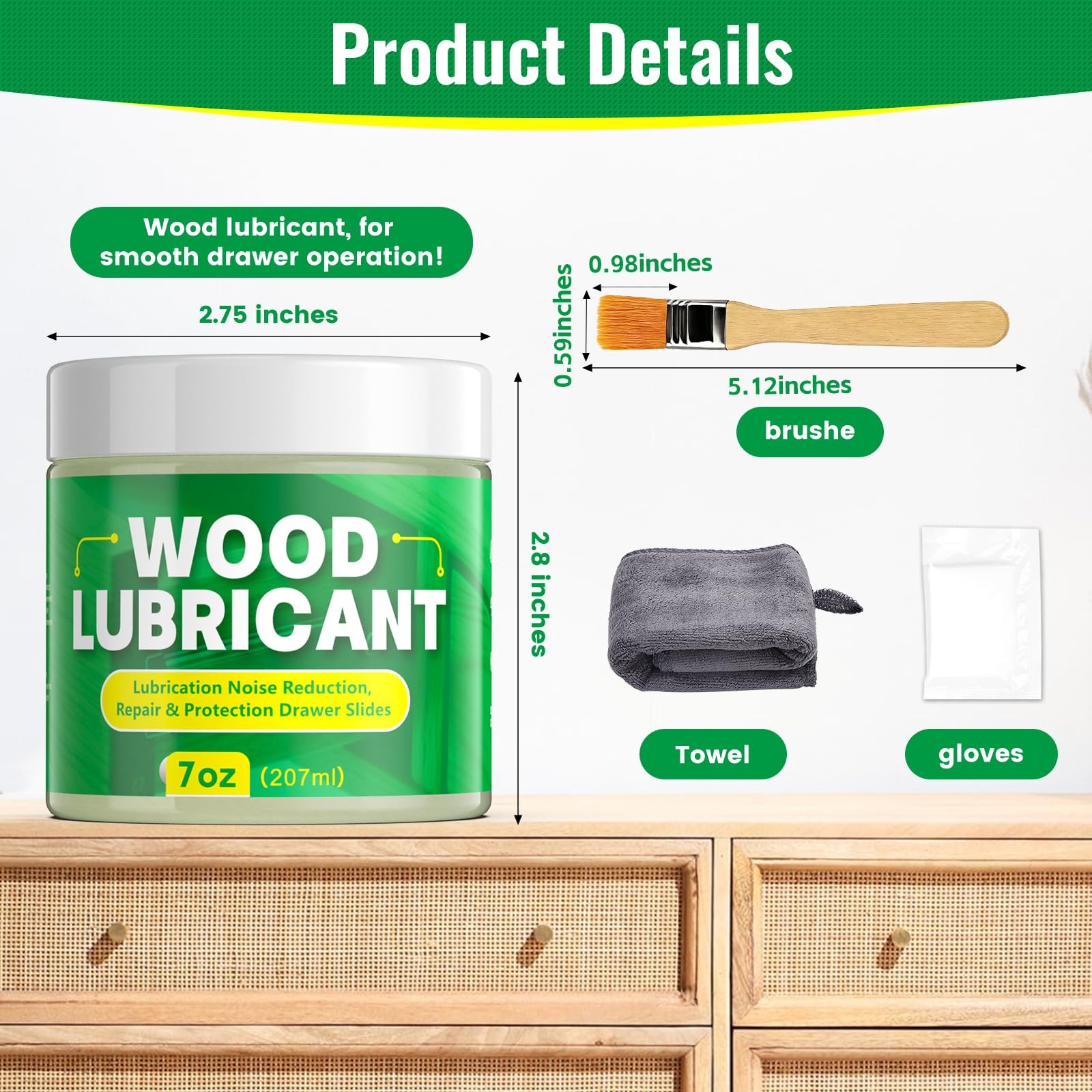 Wood Lubricant, 7OZ Drawer Wax Wood Lubricant Multi-Purpose Wax for Drawers, …