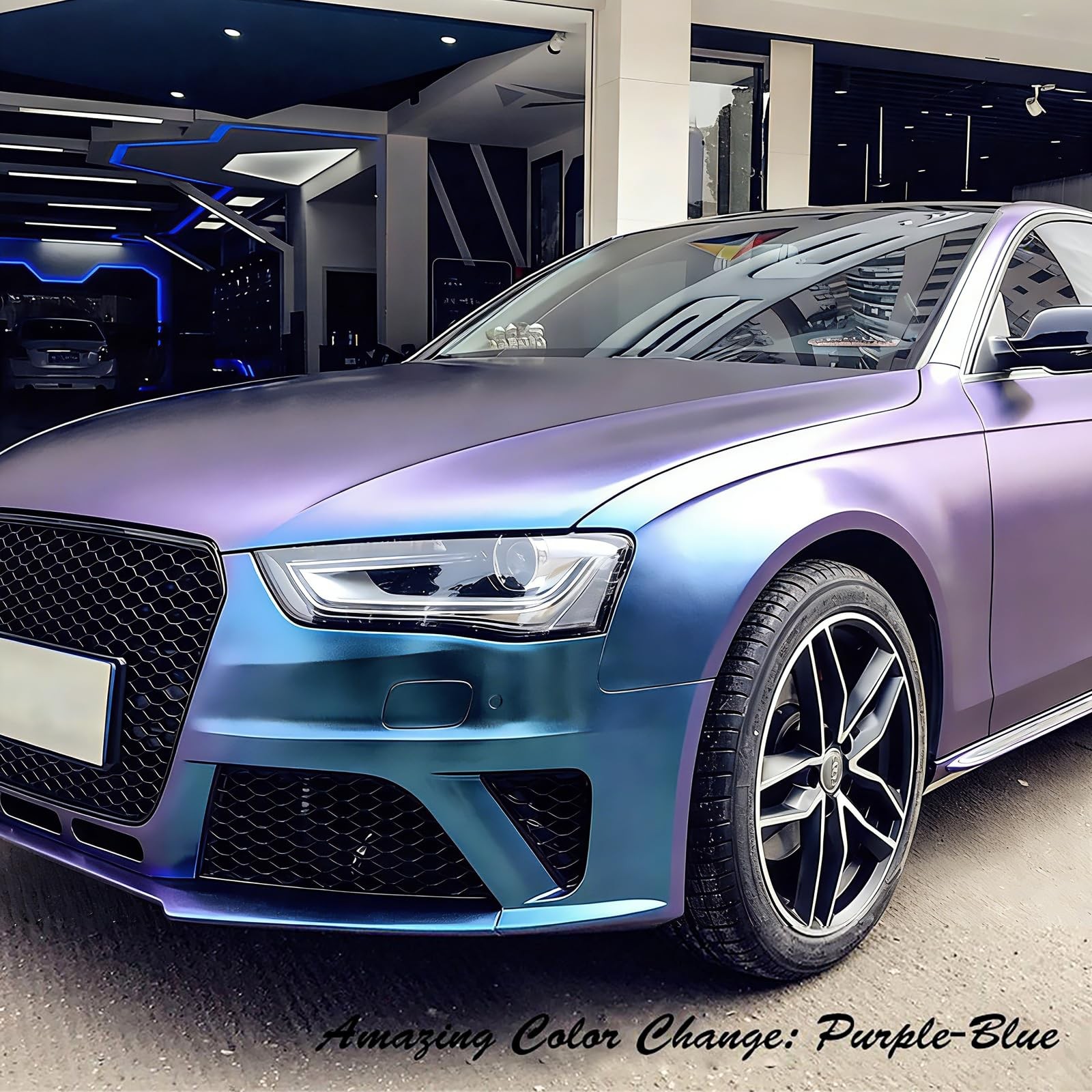 Chameleon Car Wrap 12″x60″ Purple to Blue Matte Metallic Vehicle Film 1x5ft S…