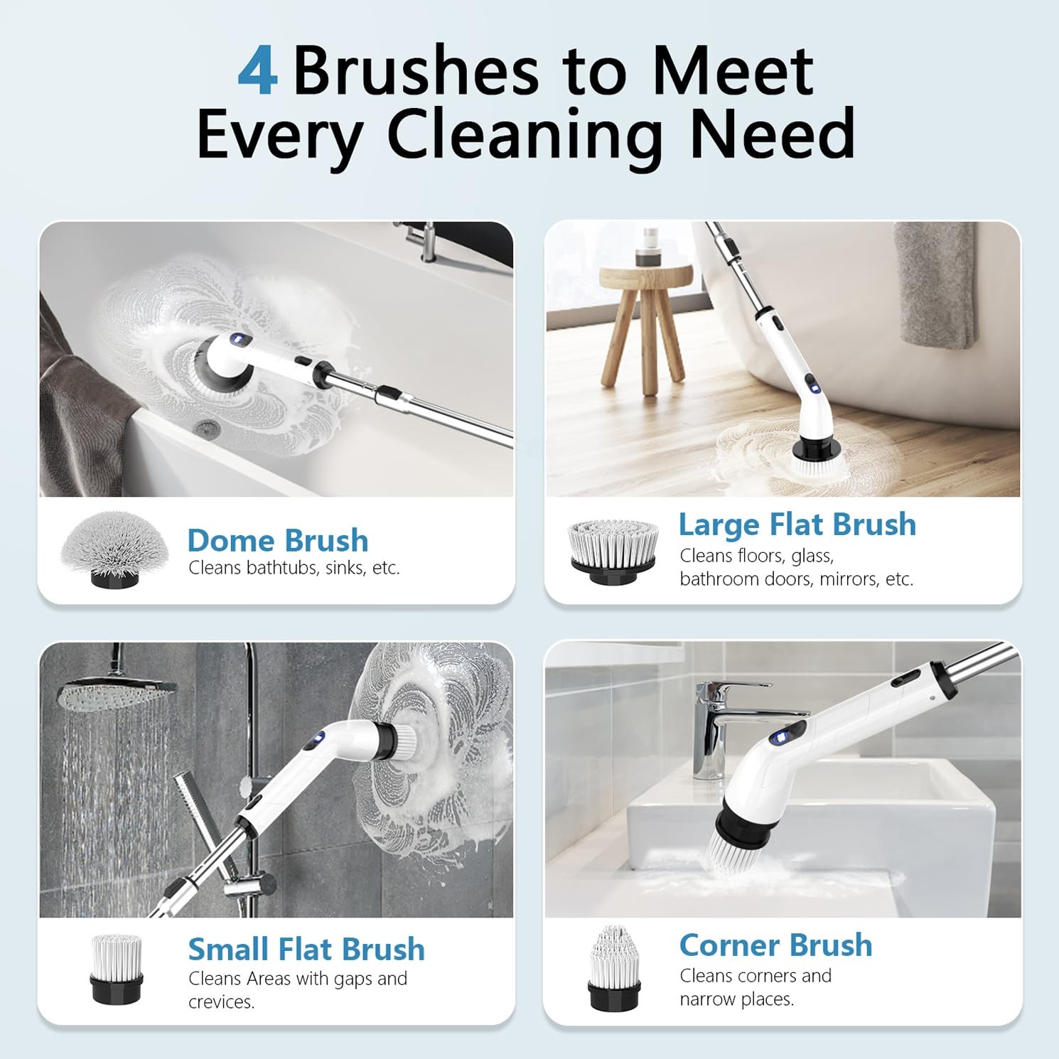 Electric Spin Scrubber,IPX7 Full-Body Waterproof Cordless Cleaning Tool, LCD …