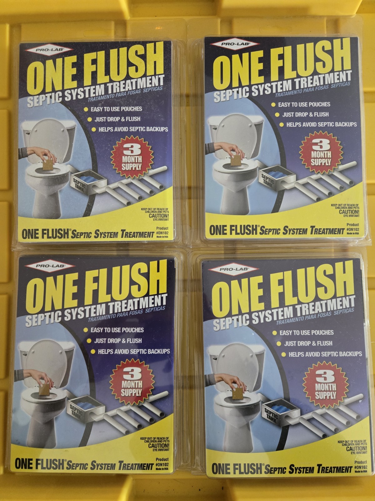 ONE FLUSH – Septic Tank Treatment Packets, 3-Month Supply of Easy-Flush Lot Of 4
